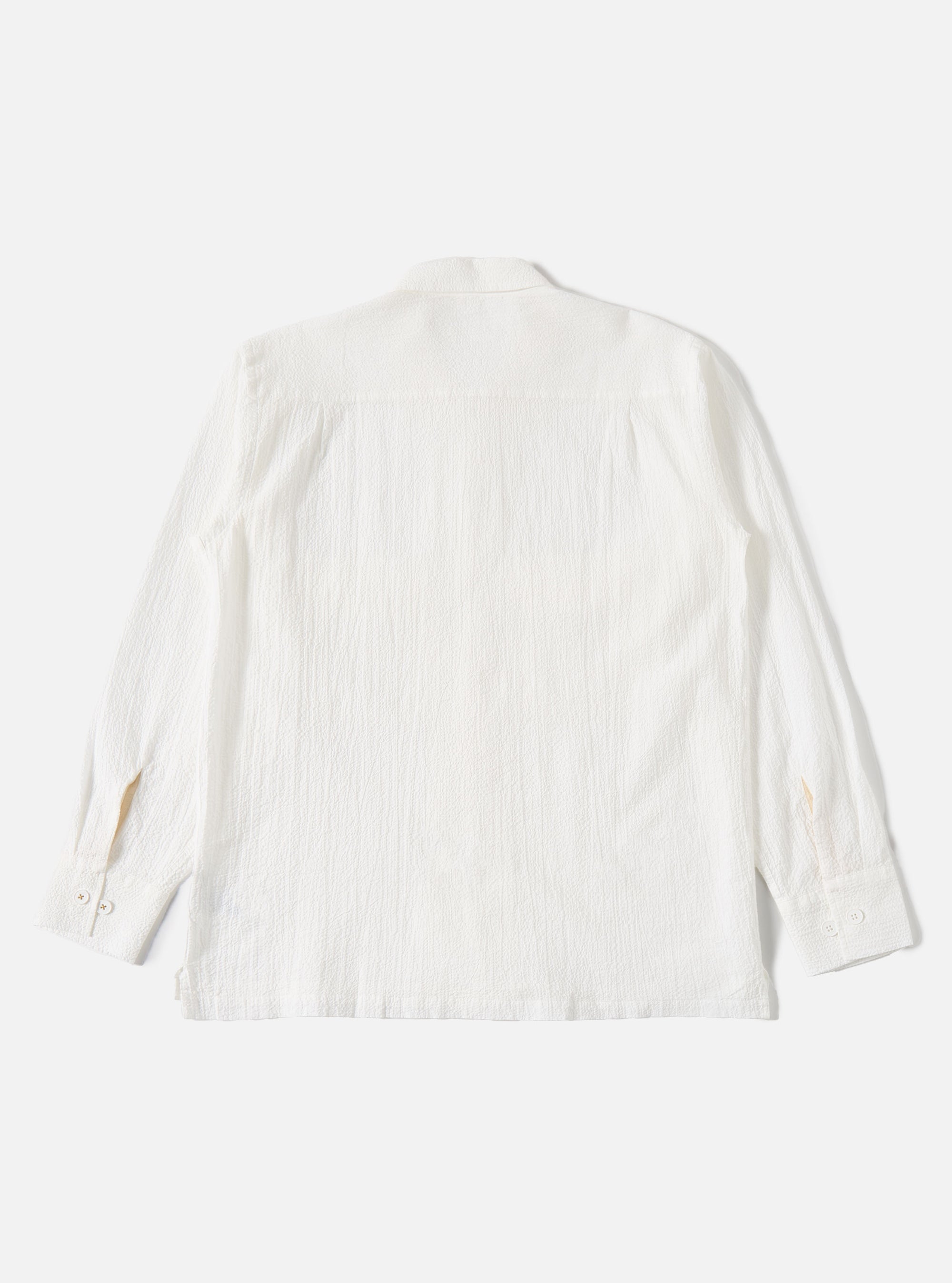 Universal Works L/S Utility Shirt in White Seersucker