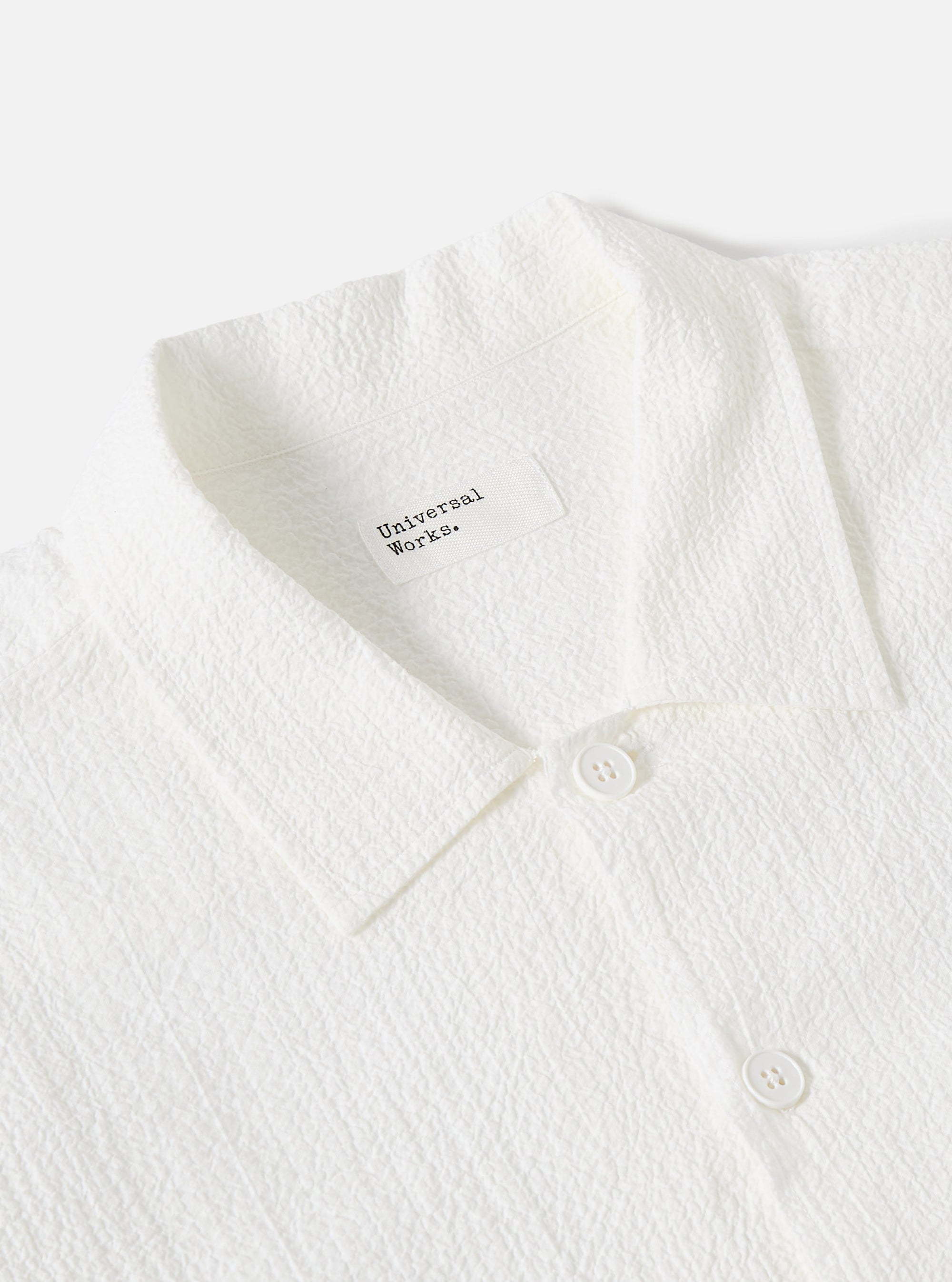 Universal Works L/S Utility Shirt in White Seersucker