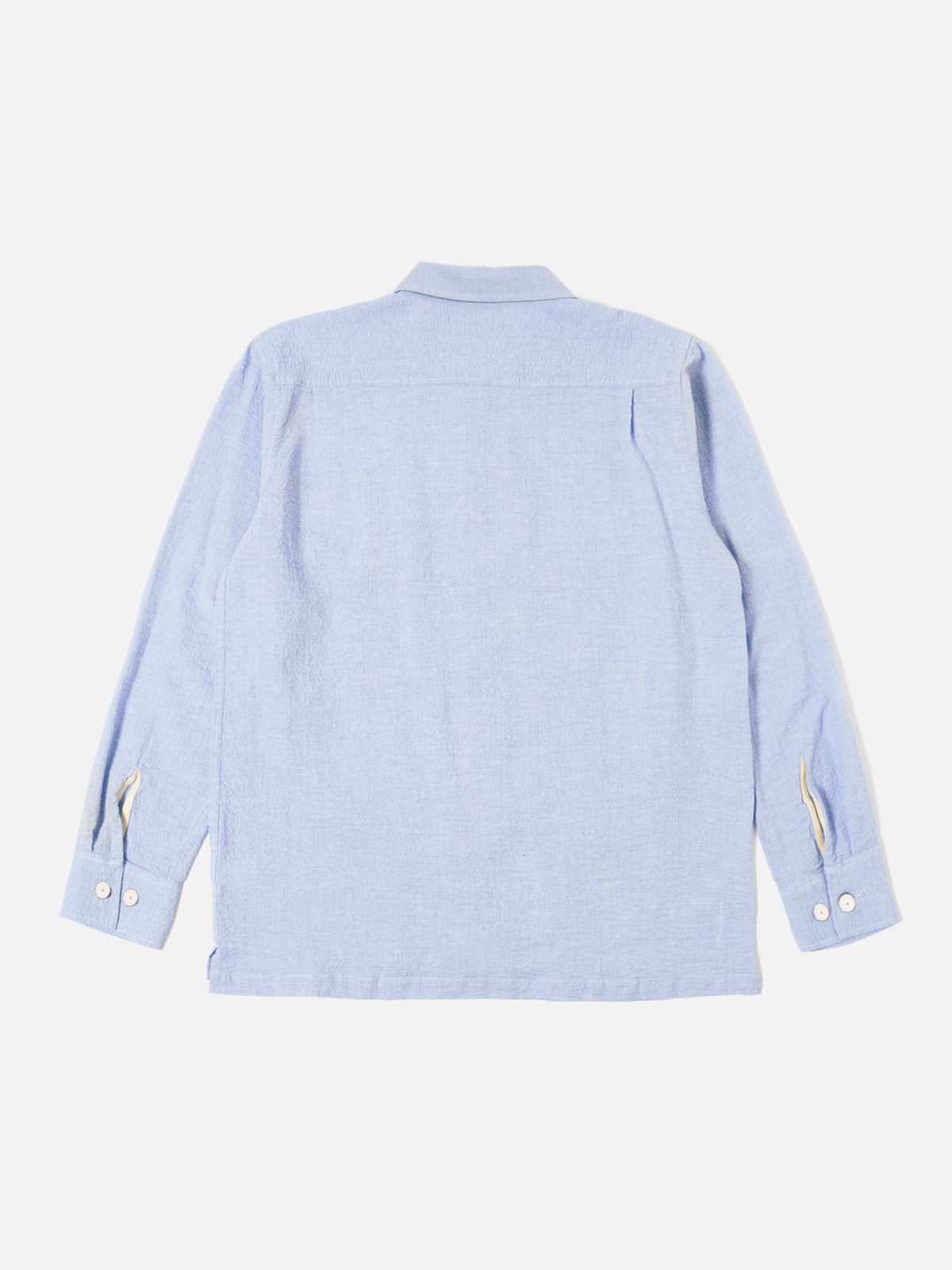 Universal Works L/S Utility Shirt in Pale Blue Seersucker