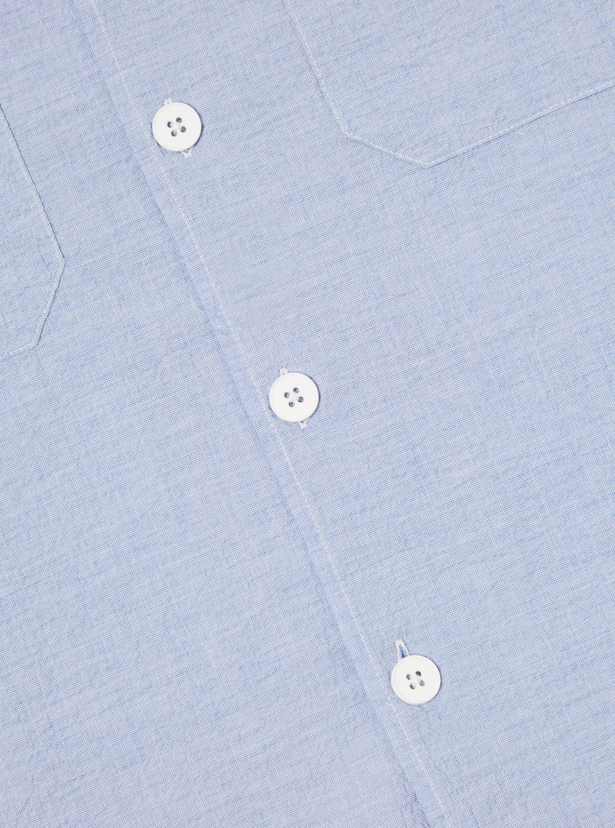 Universal Works L/S Utility Shirt in Pale Blue Seersucker