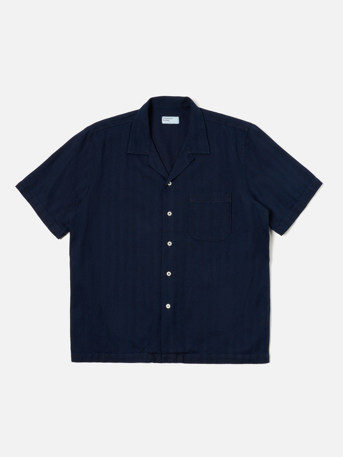 Universal Works Road Shirt in Indigo Herringbone Denim