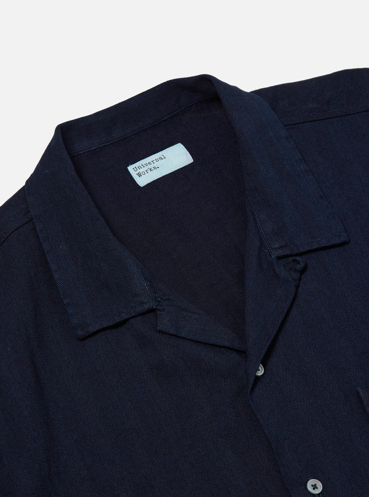 Universal Works Road Shirt in Indigo Herringbone Denim