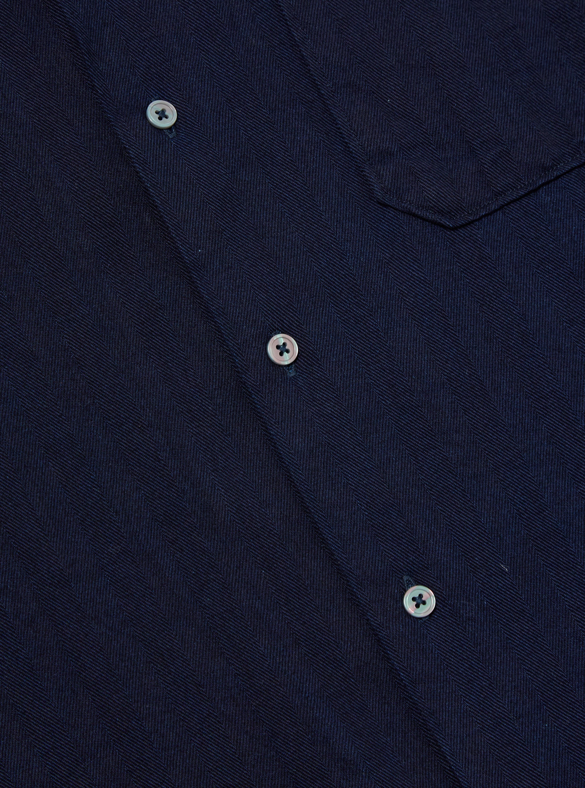 Universal Works Road Shirt in Indigo Herringbone Denim