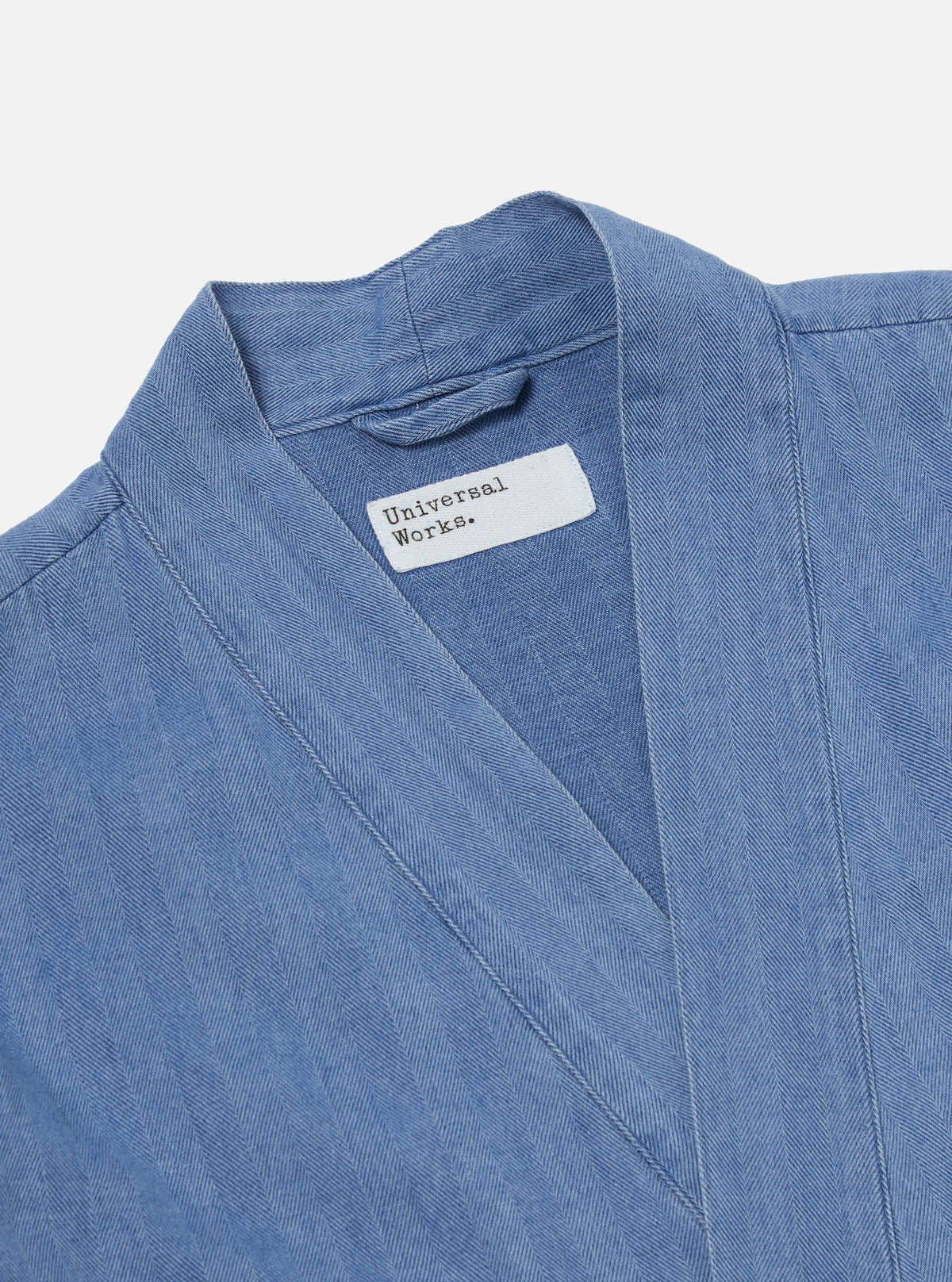 Universal Works Kyoto Work Jacket in Washed Indigo Herringbone Denim