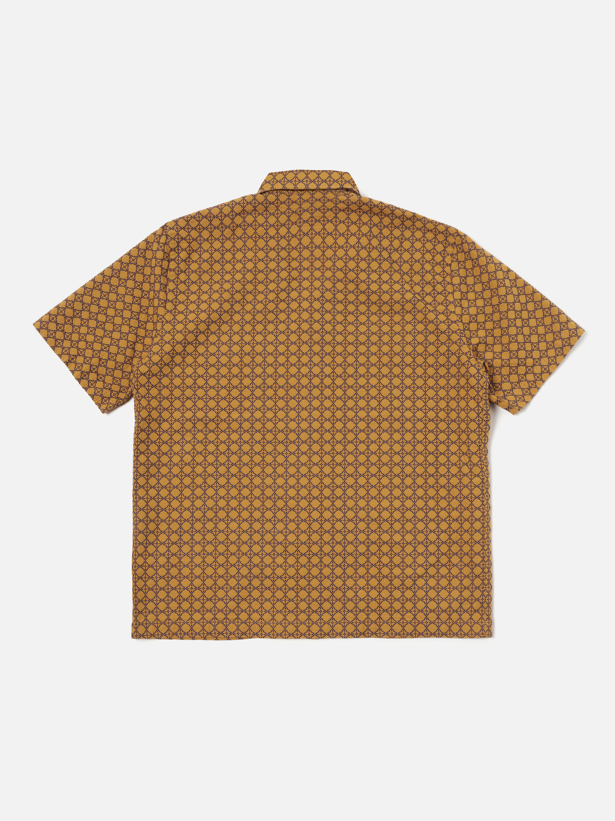 Universal Works Road Shirt in Gold/Navy Rhodes Cotton