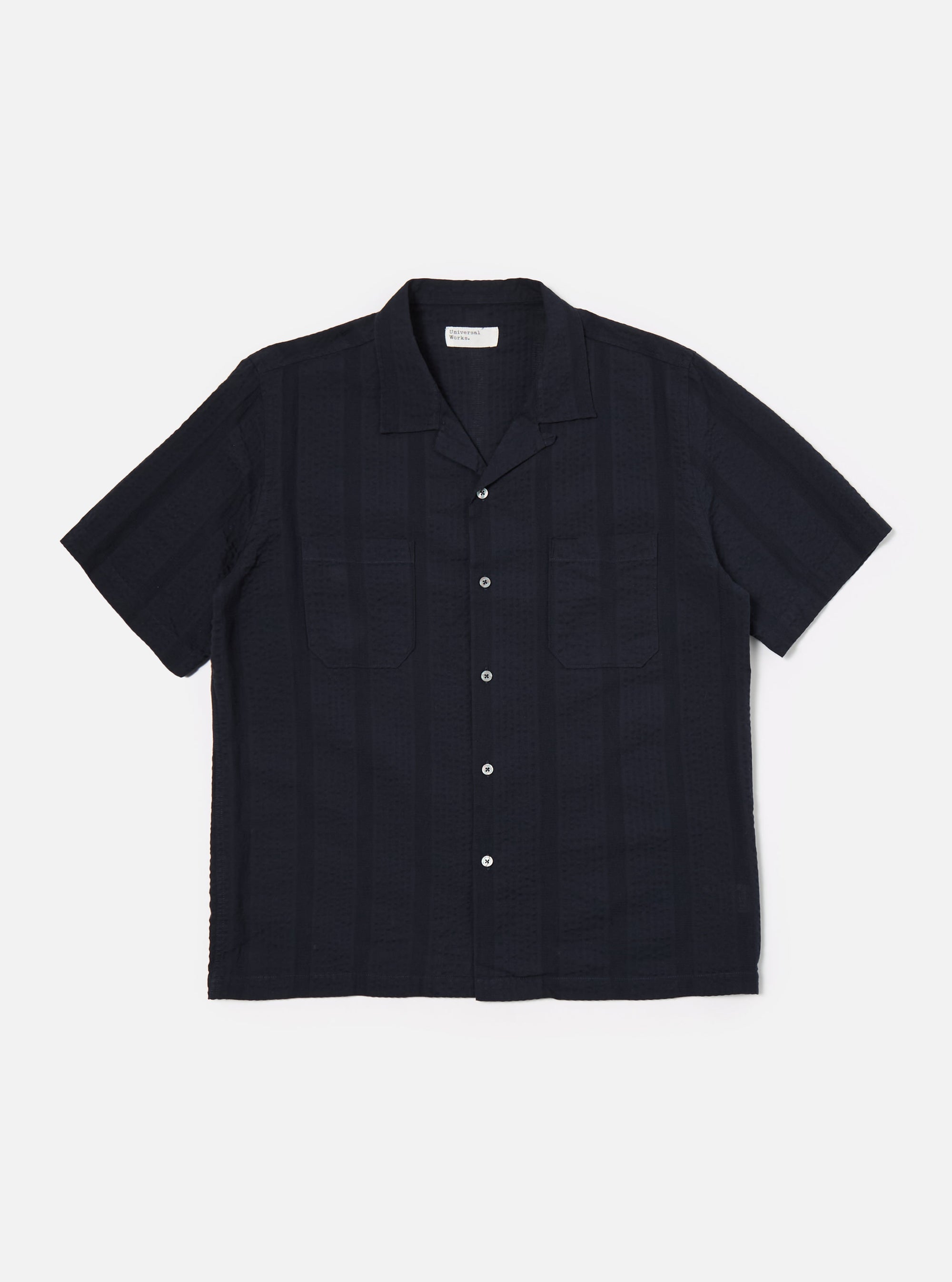 Universal Works Sal Road Shirt in Navy Maui Cotton