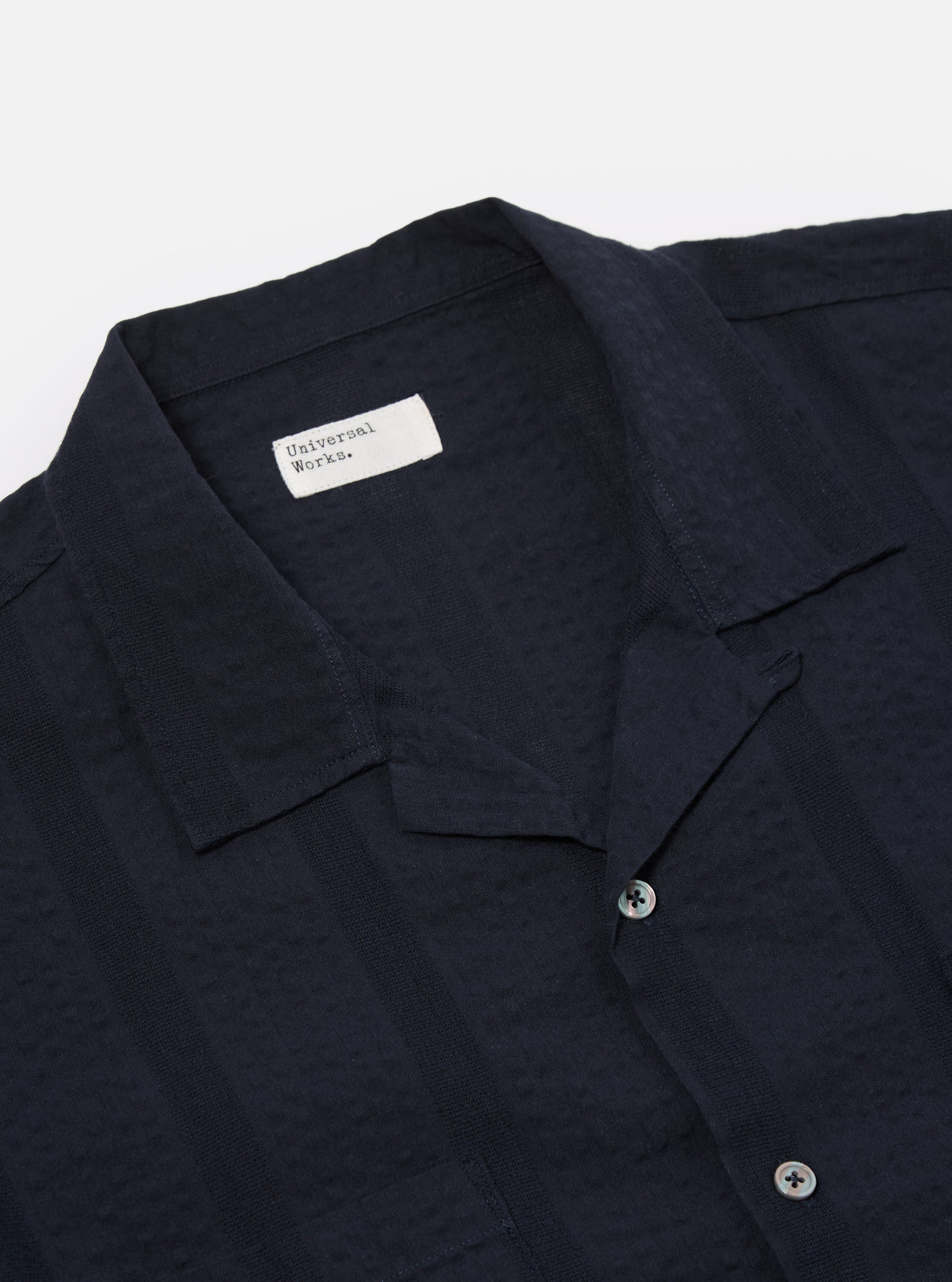 Universal Works Sal Road Shirt in Navy Maui Cotton