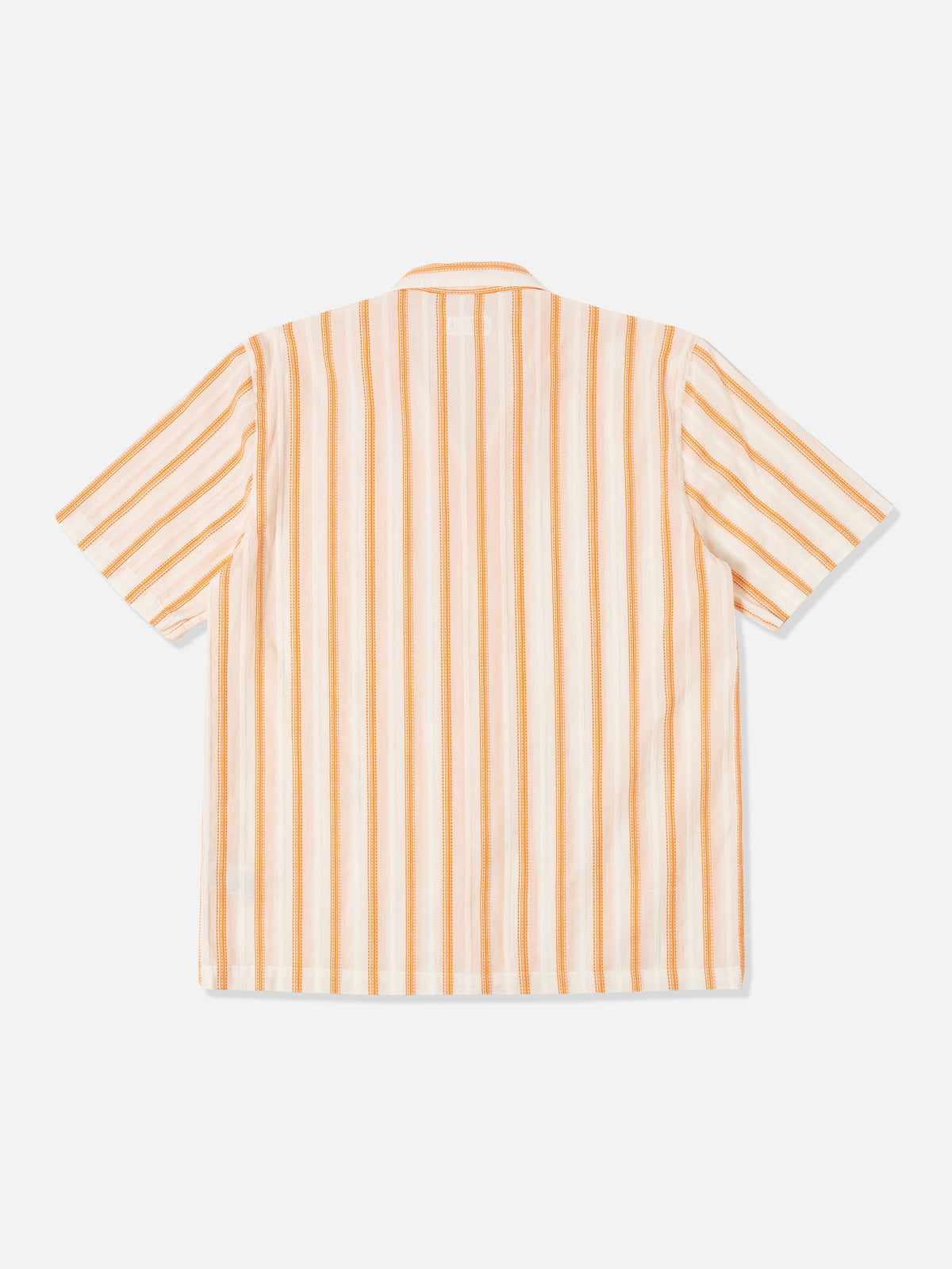 Universal Works Road Shirt in White/Orange Fans Stripe Cotton