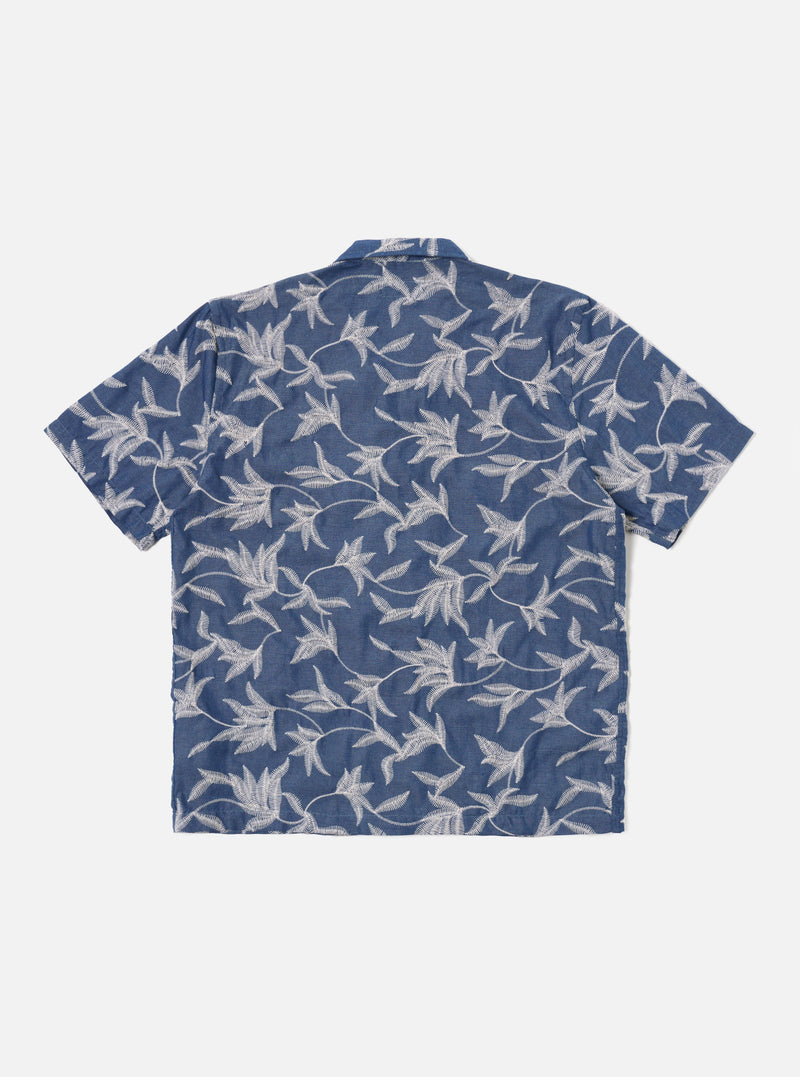 Universal Works Road Shirt in Indigo Summer Jungle Cotton