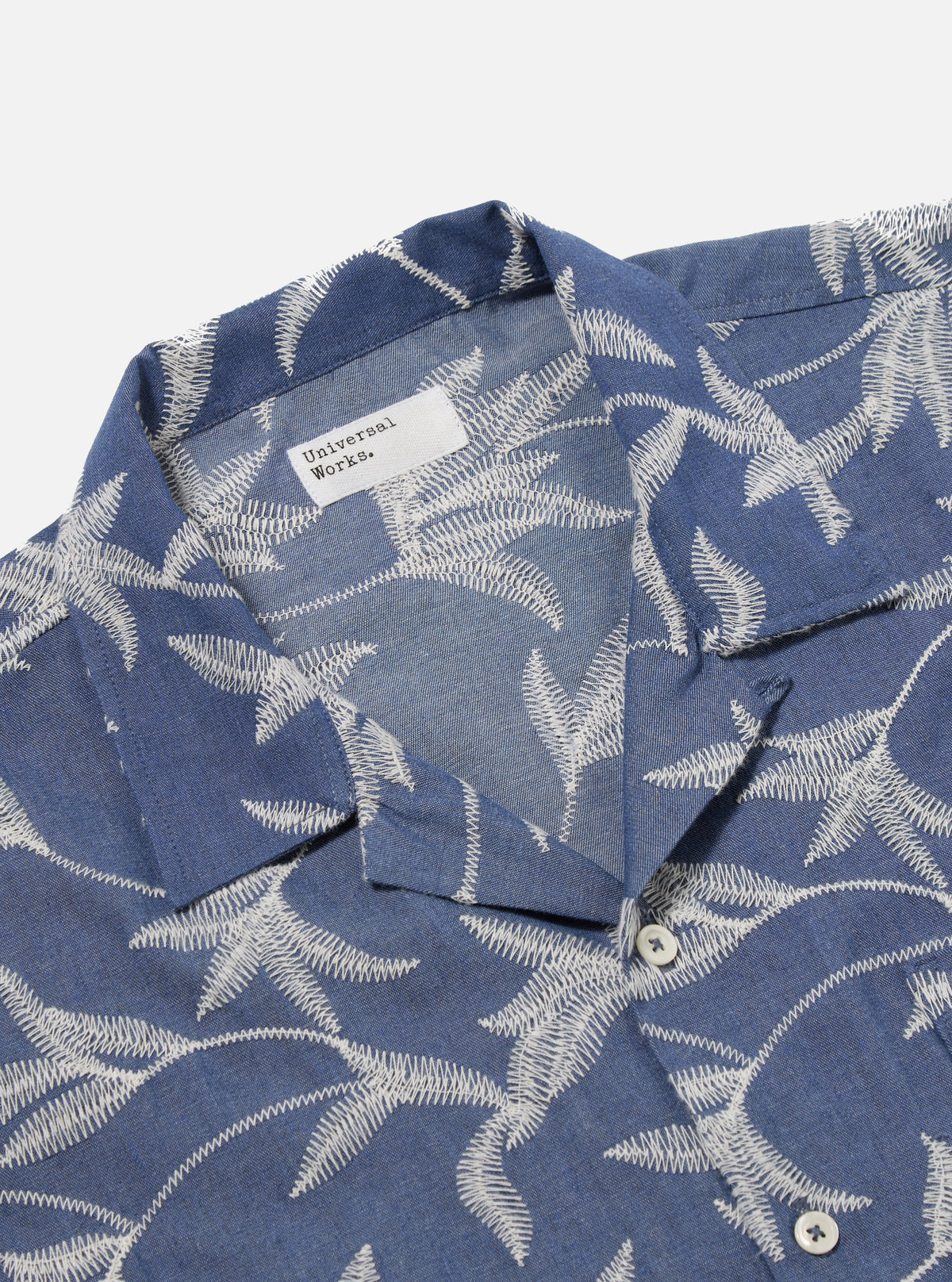 Universal Works Road Shirt in Indigo Summer Jungle Cotton