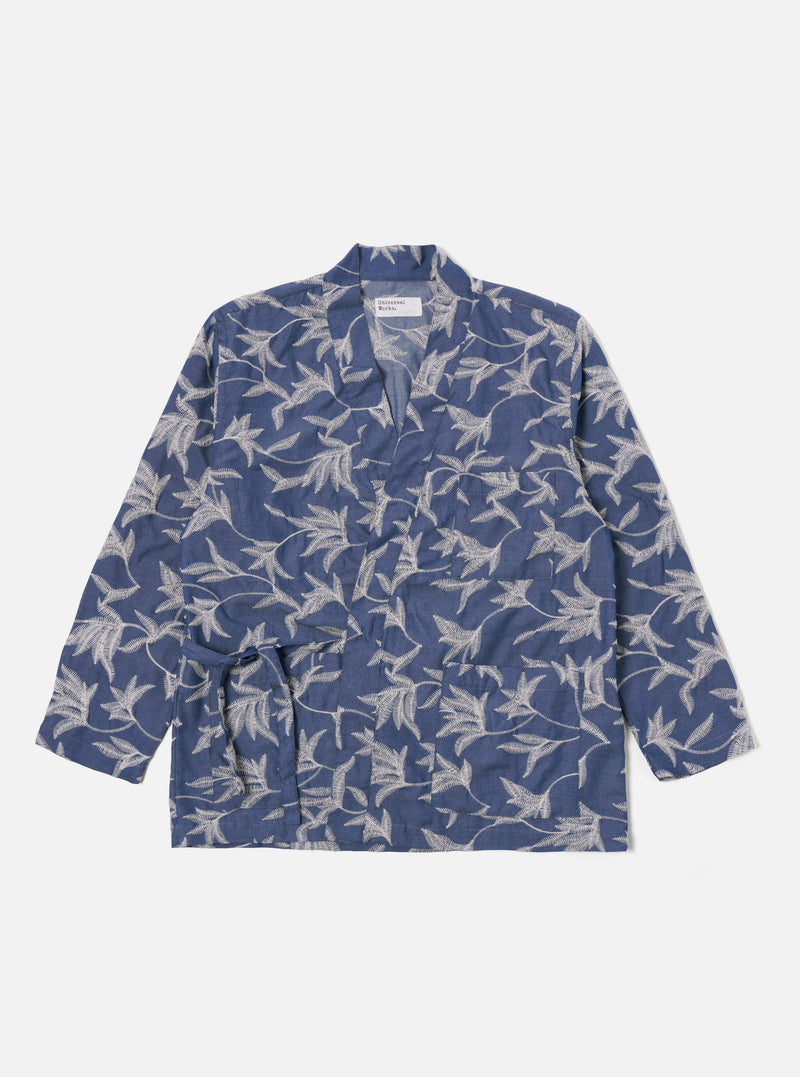 Universal Works Kyoto Work Jacket in Indigo Summer Jungle Cotton