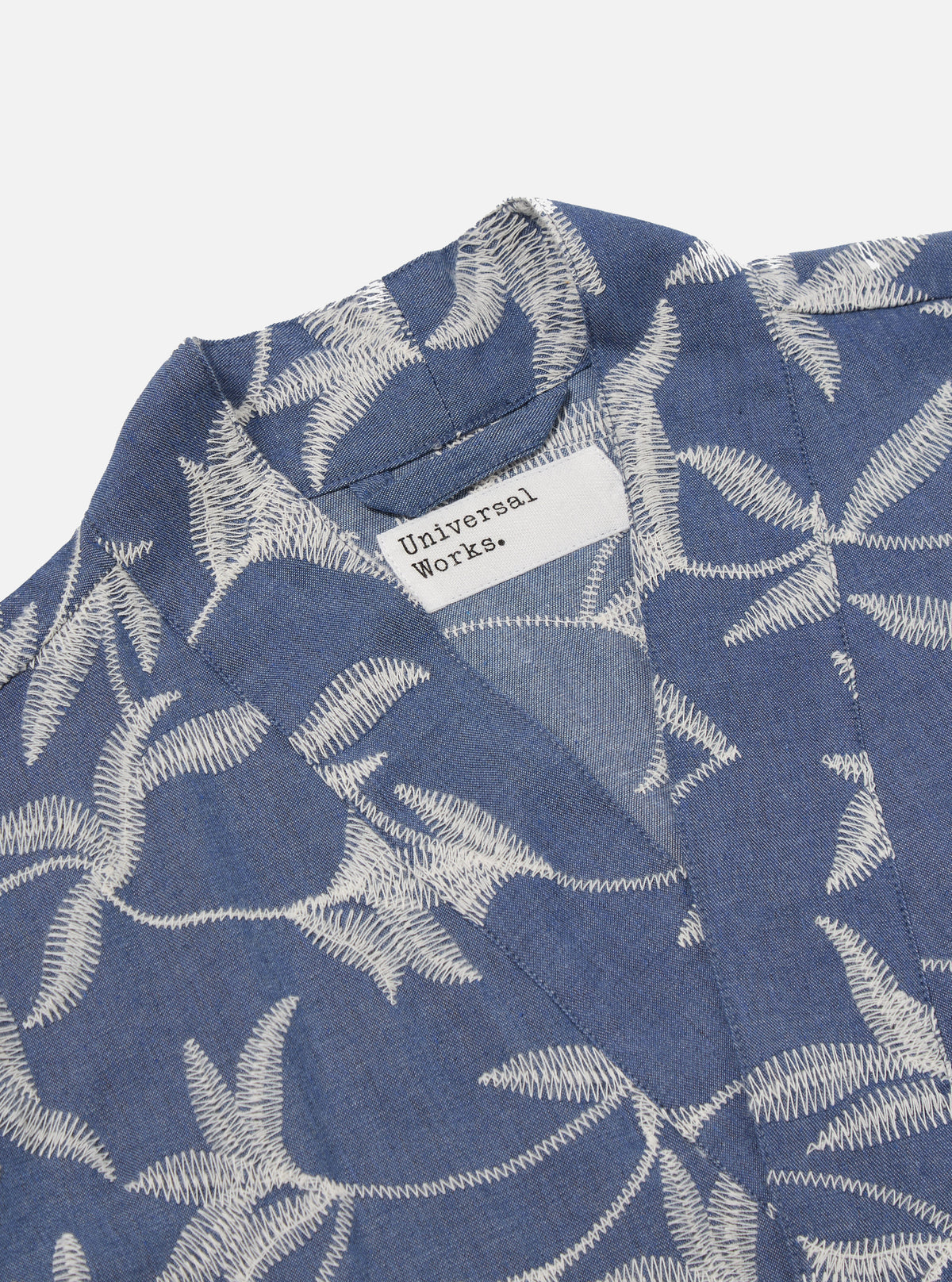 Universal Works Kyoto Work Jacket in Indigo Summer Jungle Cotton