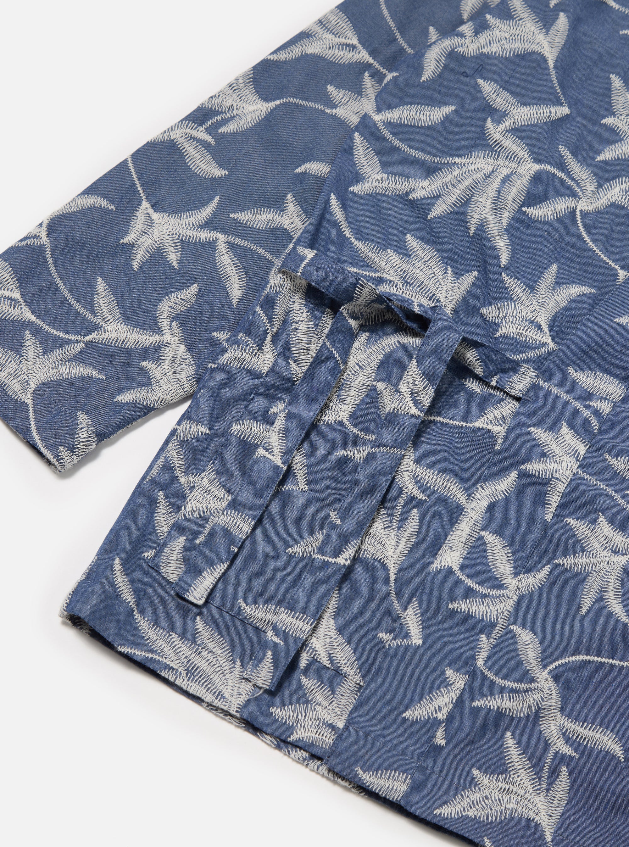 Universal Works Kyoto Work Jacket in Indigo Summer Jungle Cotton