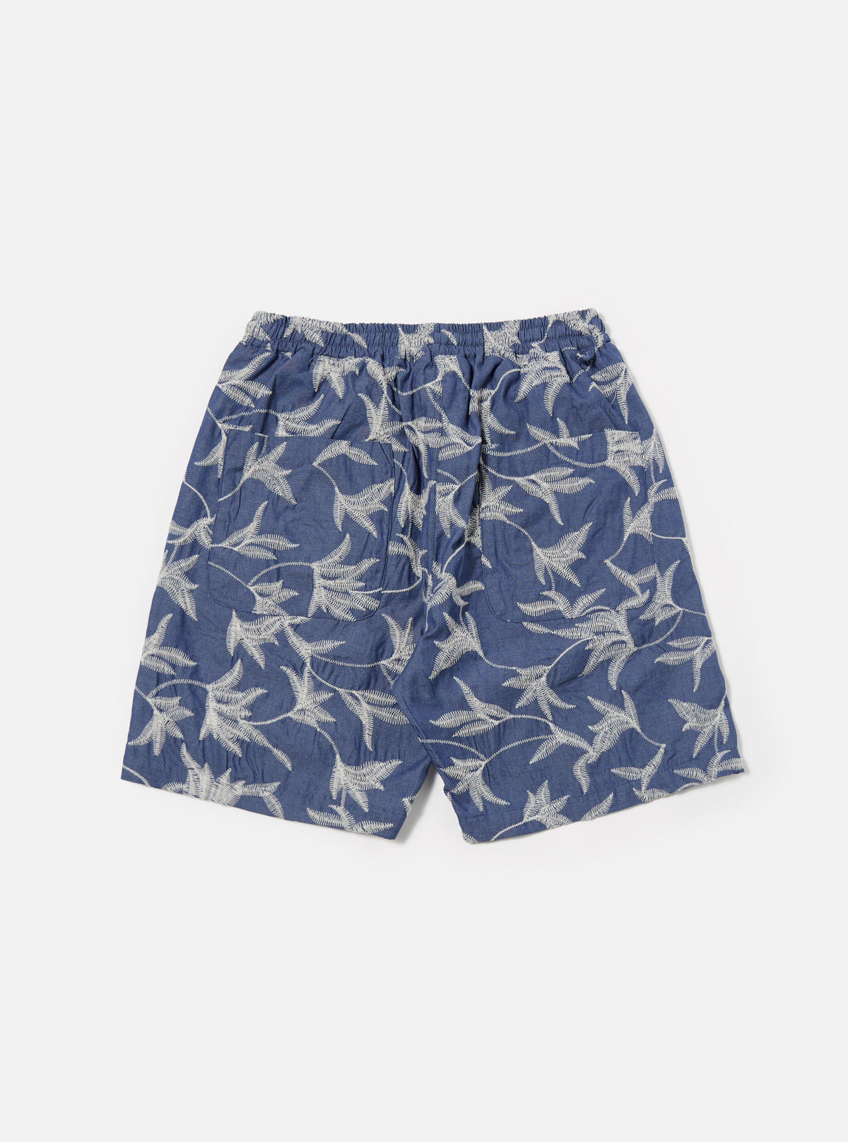 Universal Works Simple Short in Indigo Summer Jungle Cotton