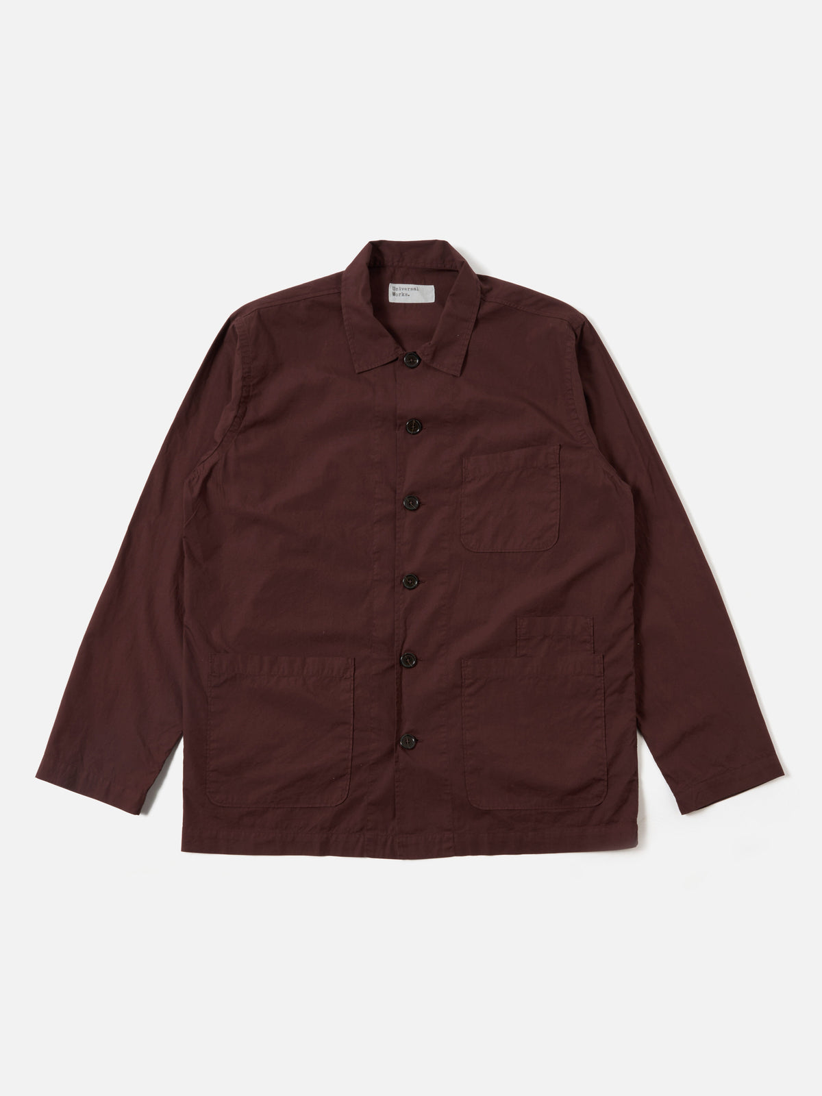 Universal Works Bakers Overshirt in Rich Brown Organic Fine Poplin