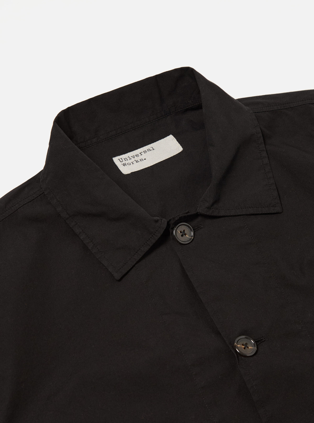 Universal Works Bakers Overshirt in Black Organic Fine Poplin