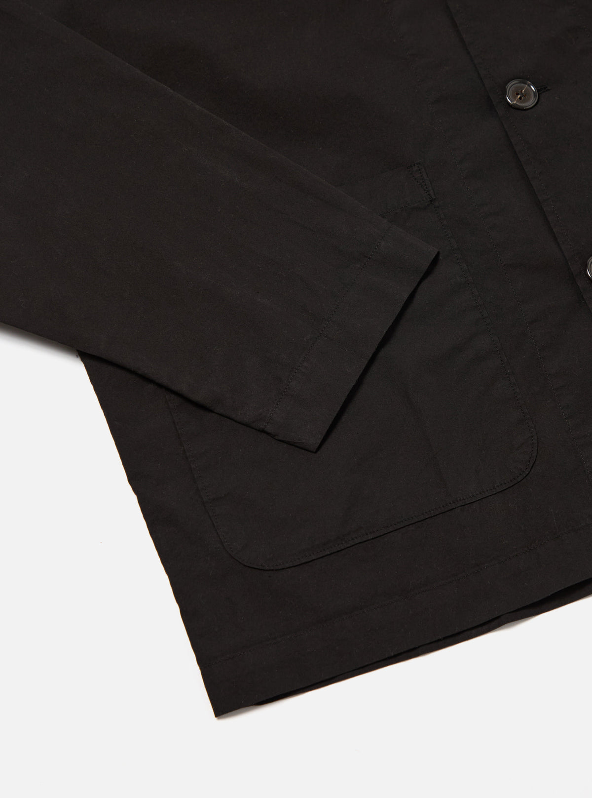 Universal Works Bakers Overshirt in Black Organic Fine Poplin