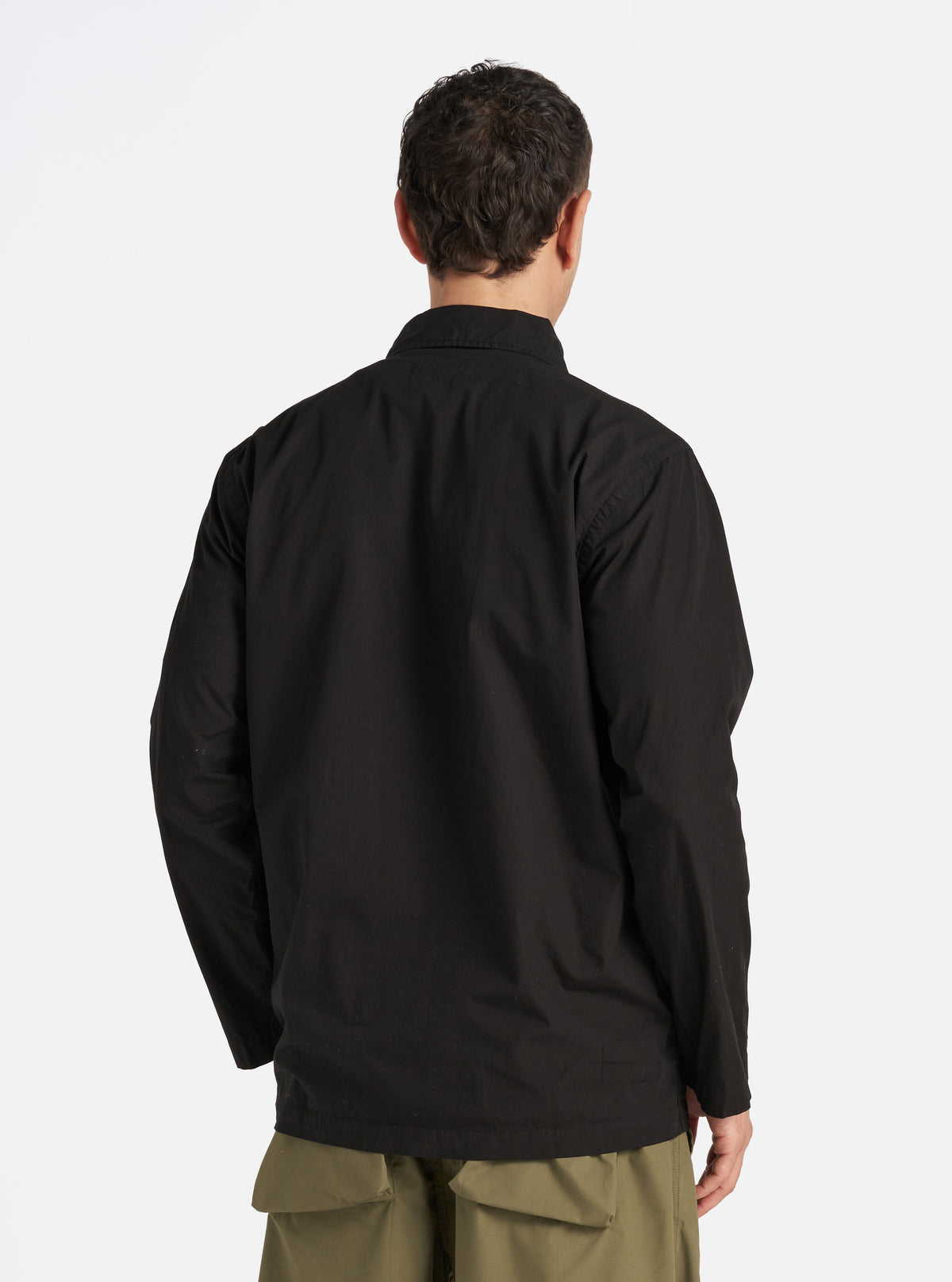 Universal Works Bakers Overshirt in Black Organic Fine Poplin