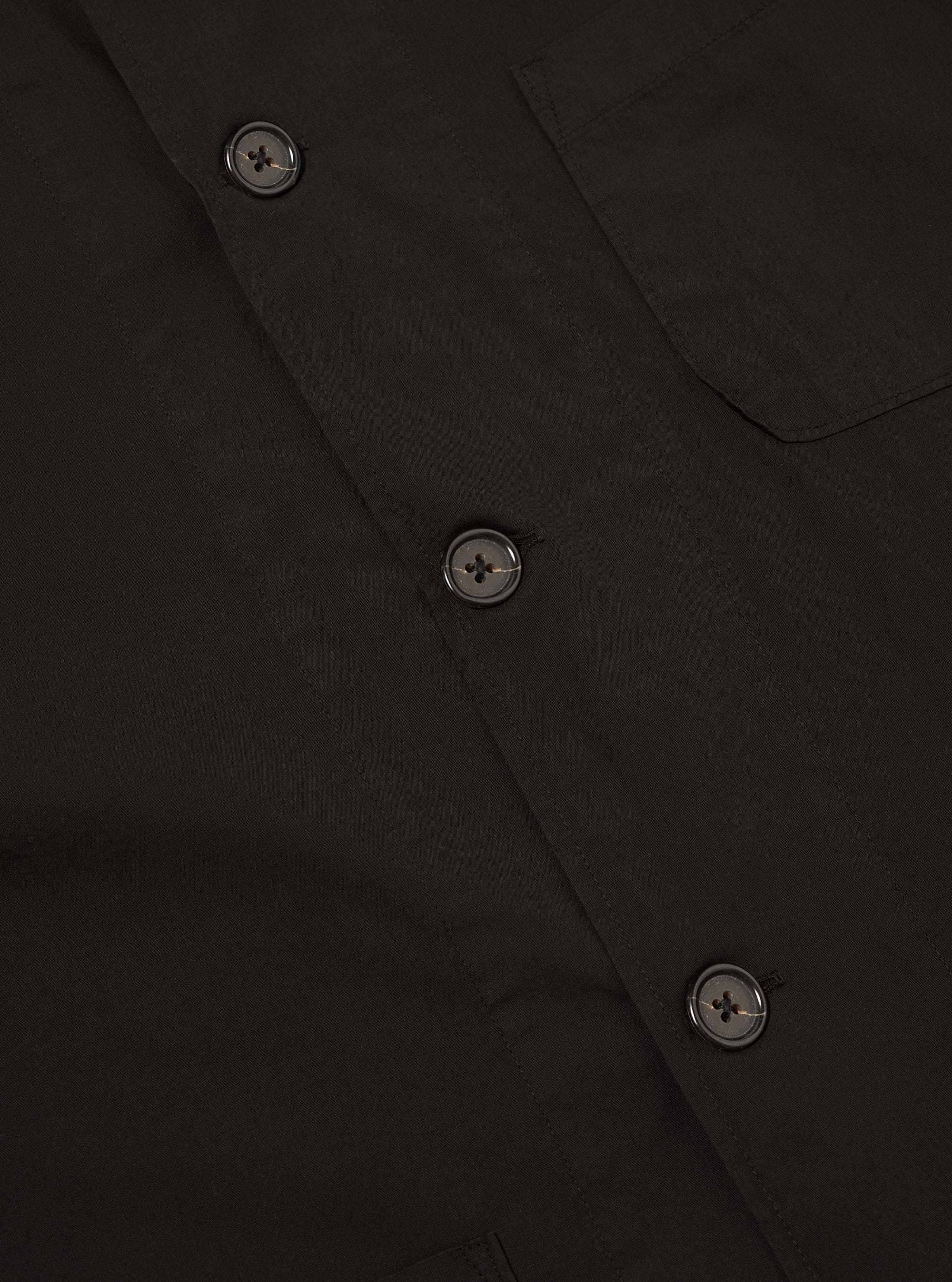 Universal Works Bakers Overshirt in Black Organic Fine Poplin