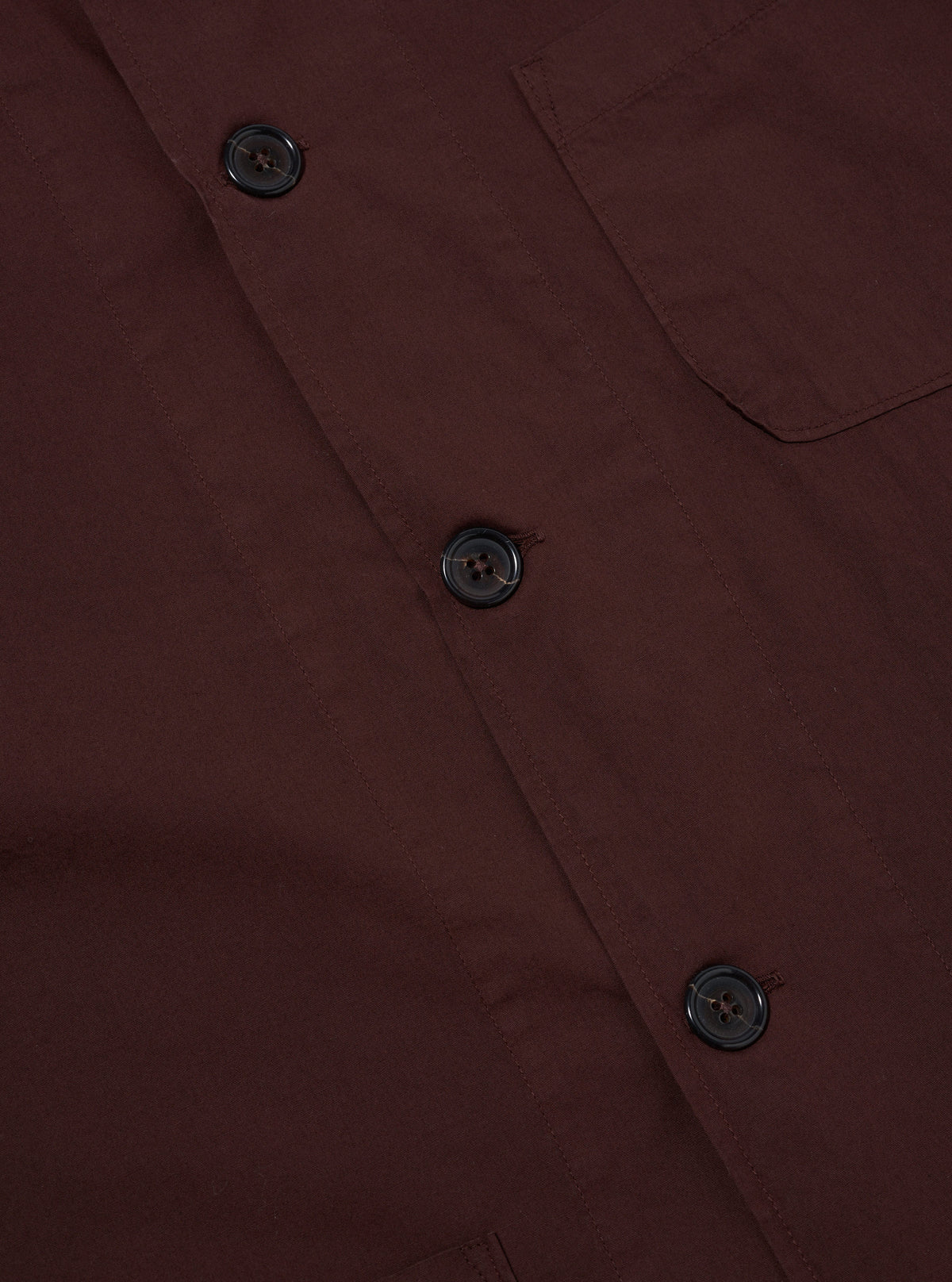 Universal Works Bakers Overshirt in Rich Brown Organic Fine Poplin