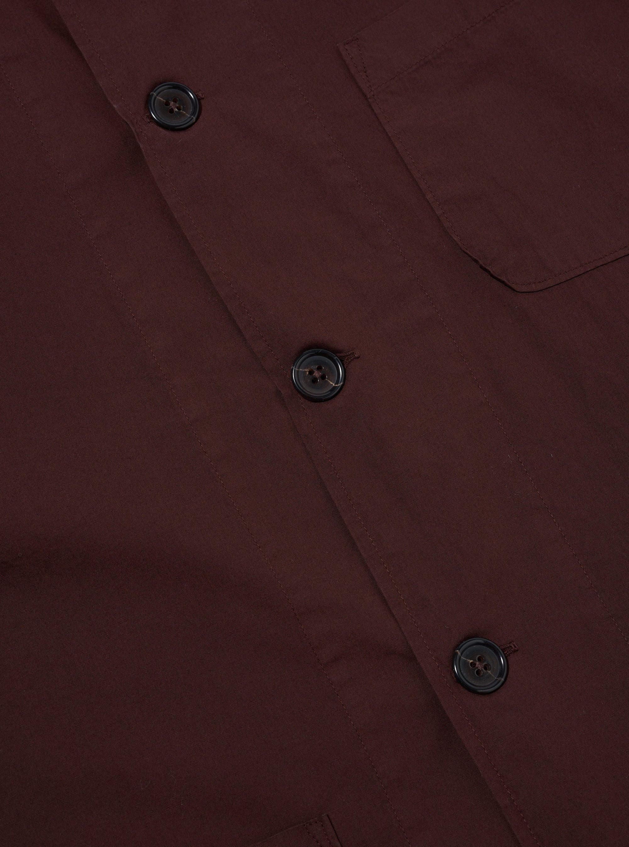 Universal Works Bakers Overshirt in Rich Brown Organic Fine Poplin