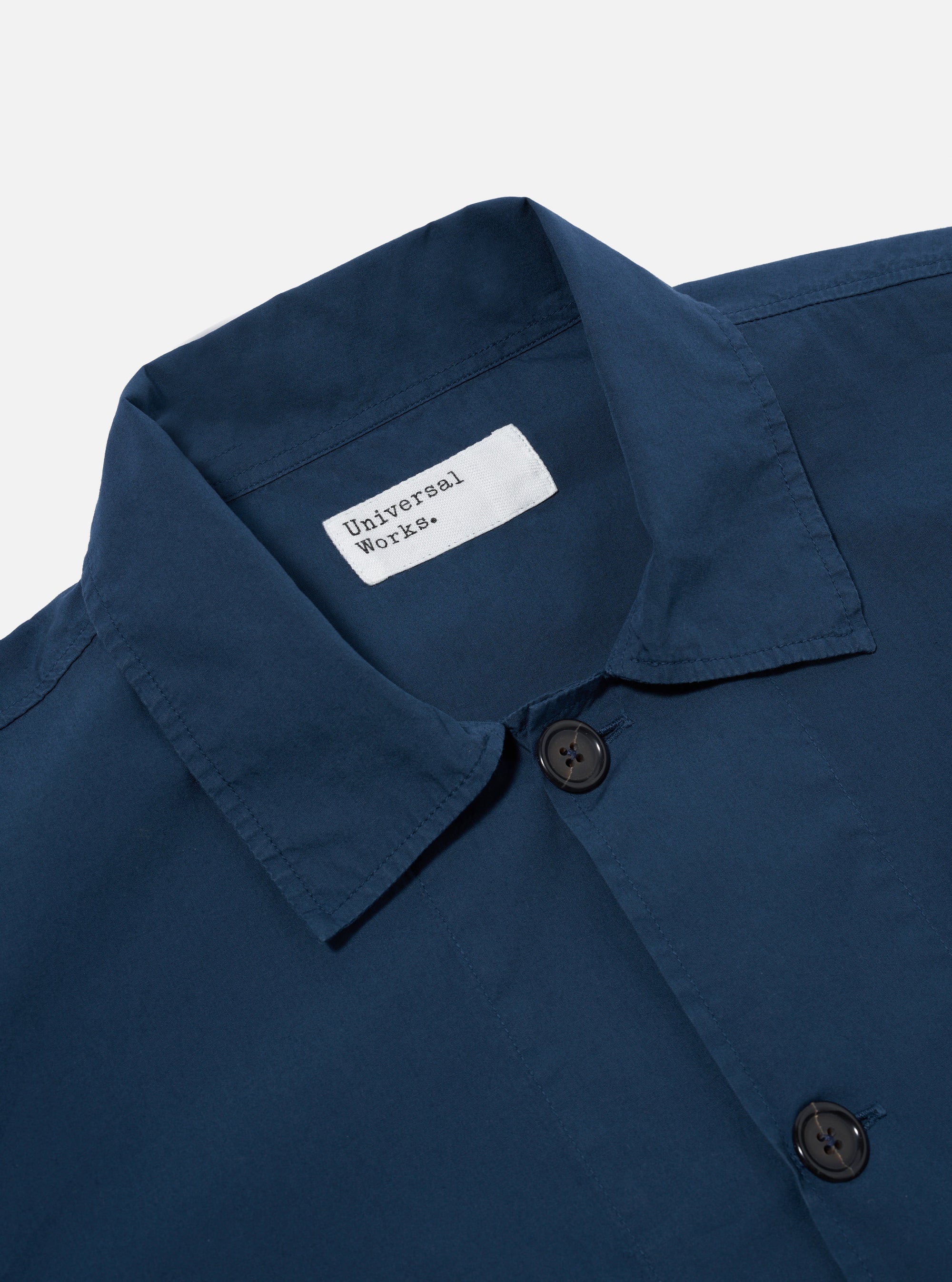 Universal Works Bakers Overshirt in Navy Organic Fine Poplin