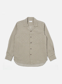 Universal Works Work Shirt in Sand/White Rhodes Cotton