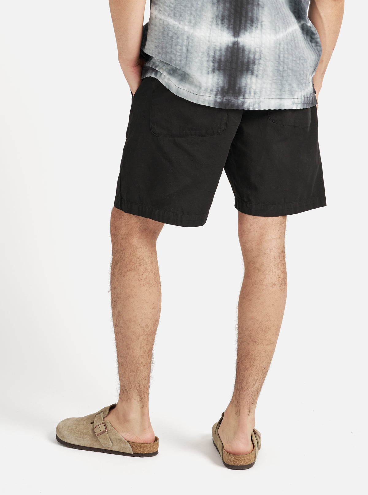 Universal Works Simple Short in Black Kelly Cotton