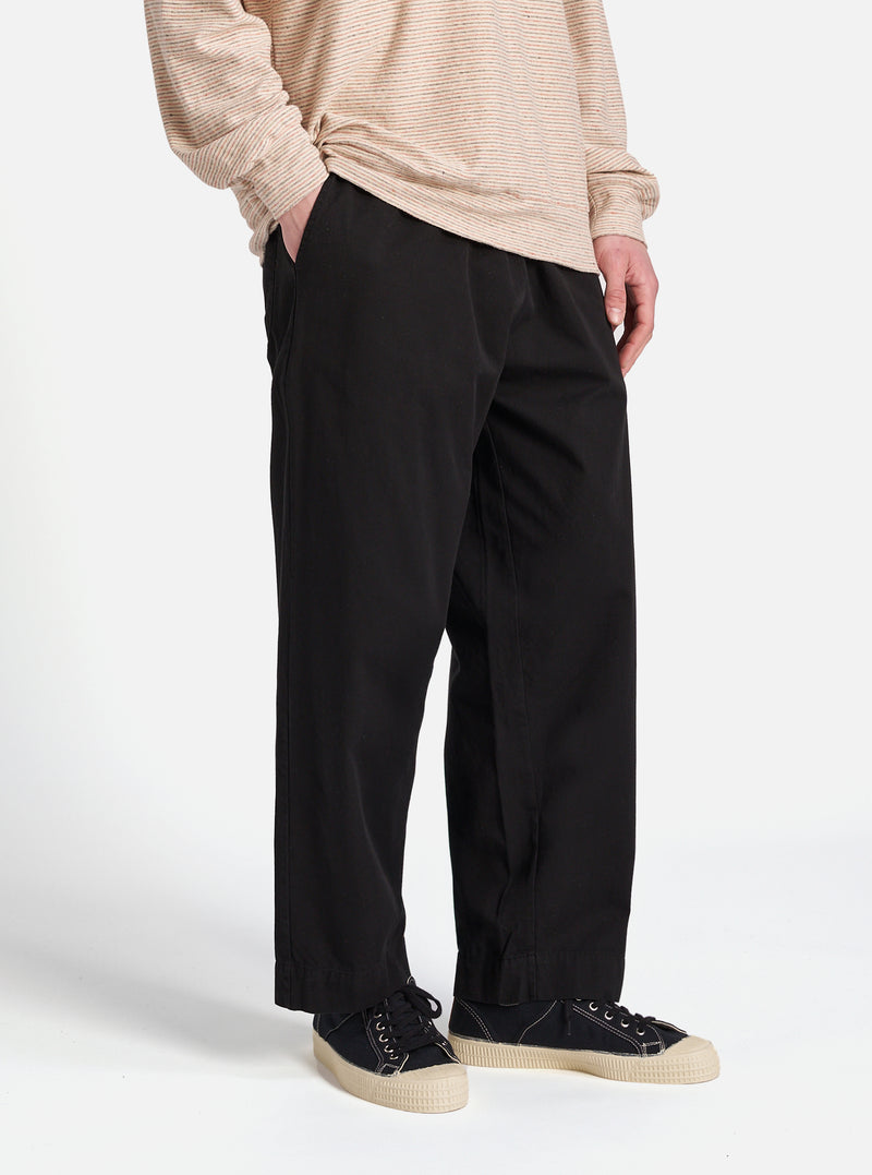 Universal Works Judo Pant in Black Kelly Cotton
