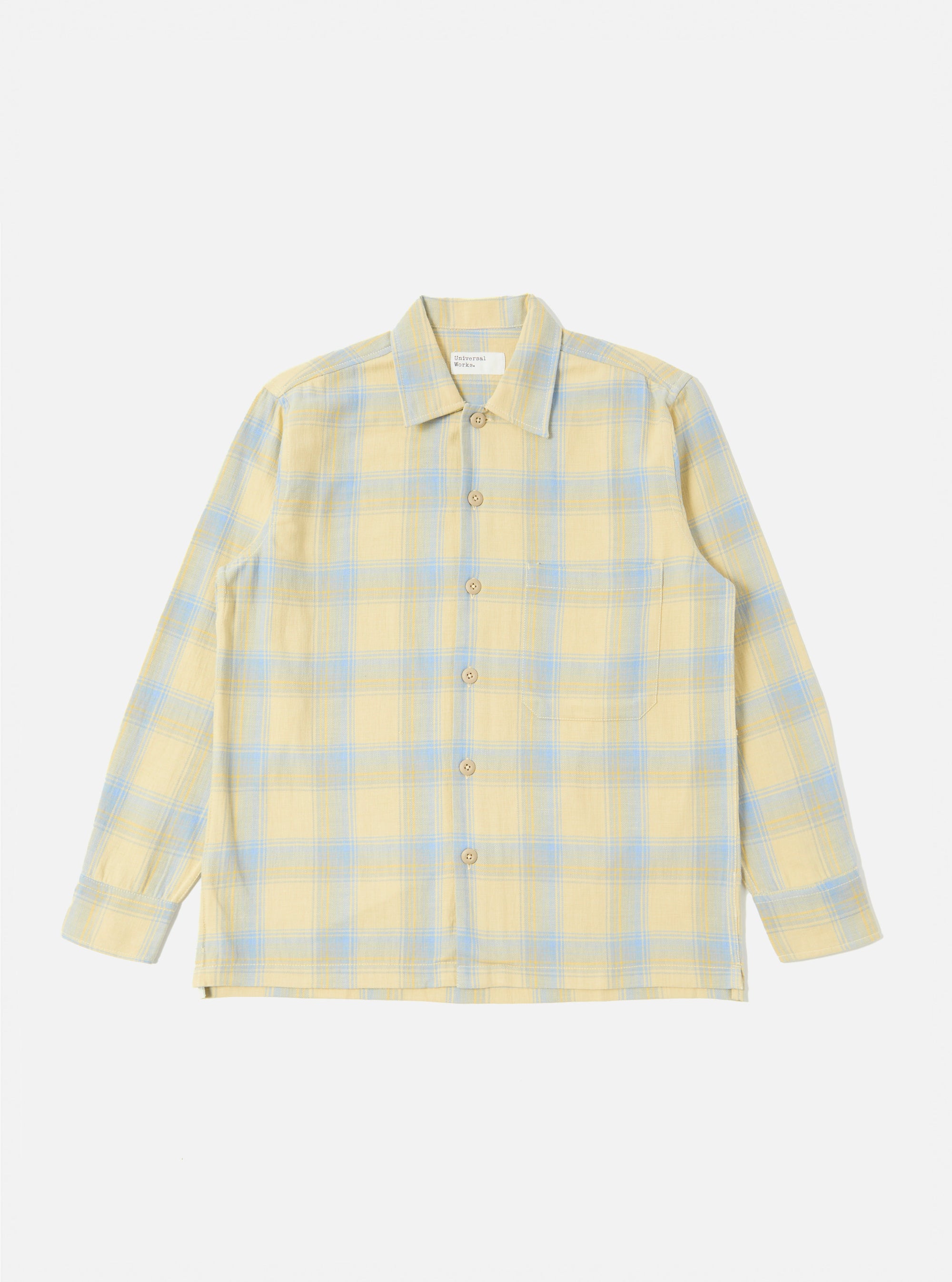 Yellow/Blue Cotton Plaid Fatigue Shirt