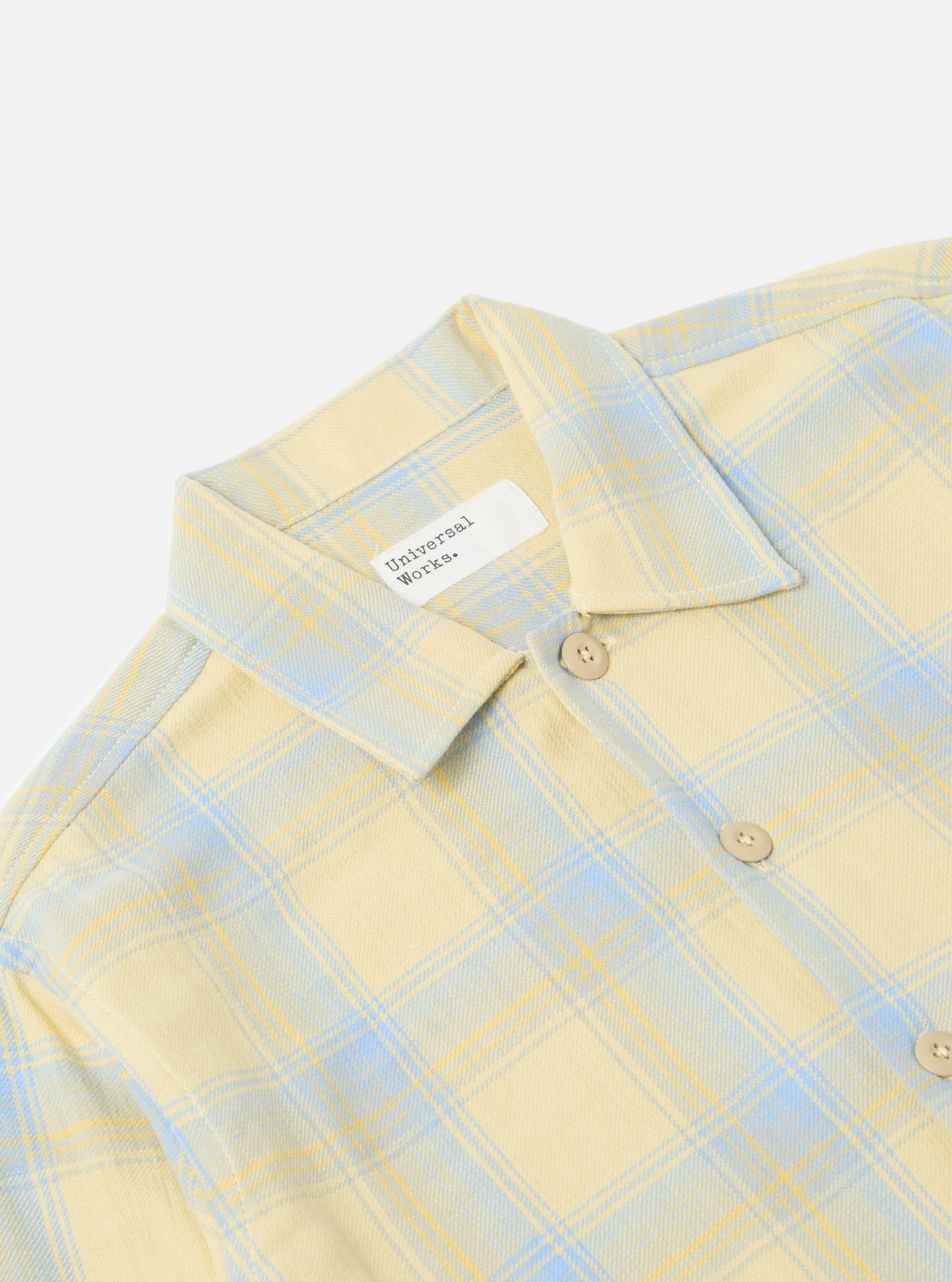 Yellow/Blue Cotton Plaid Fatigue Shirt