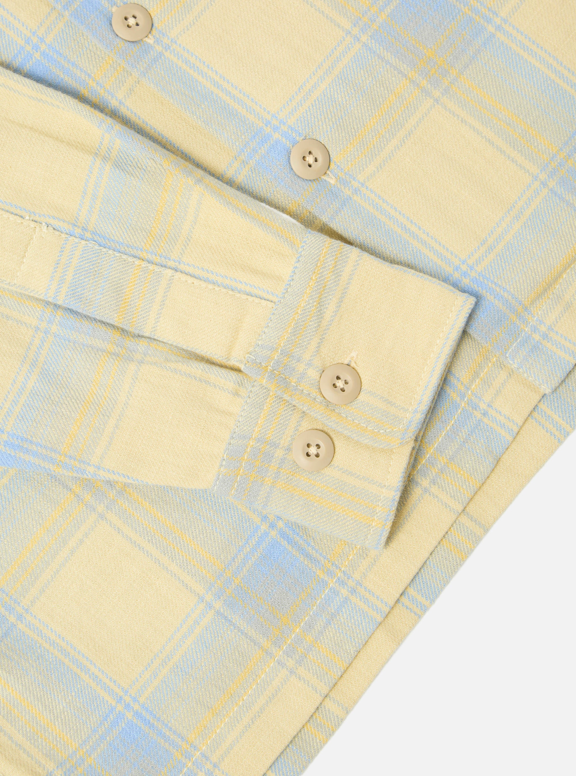 Yellow/Blue Cotton Plaid Fatigue Shirt