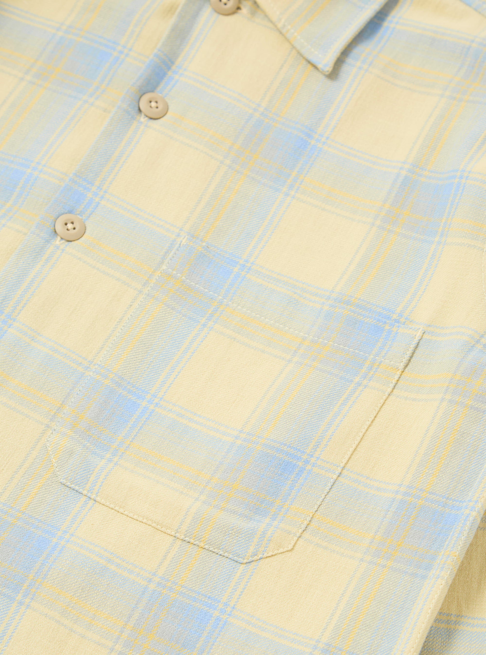 Yellow/Blue Cotton Plaid Fatigue Shirt