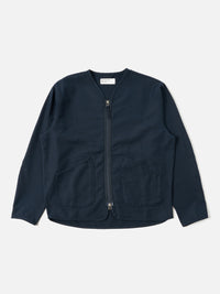 Universal Works Zip Liner Jacket in Navy Slub Sateen