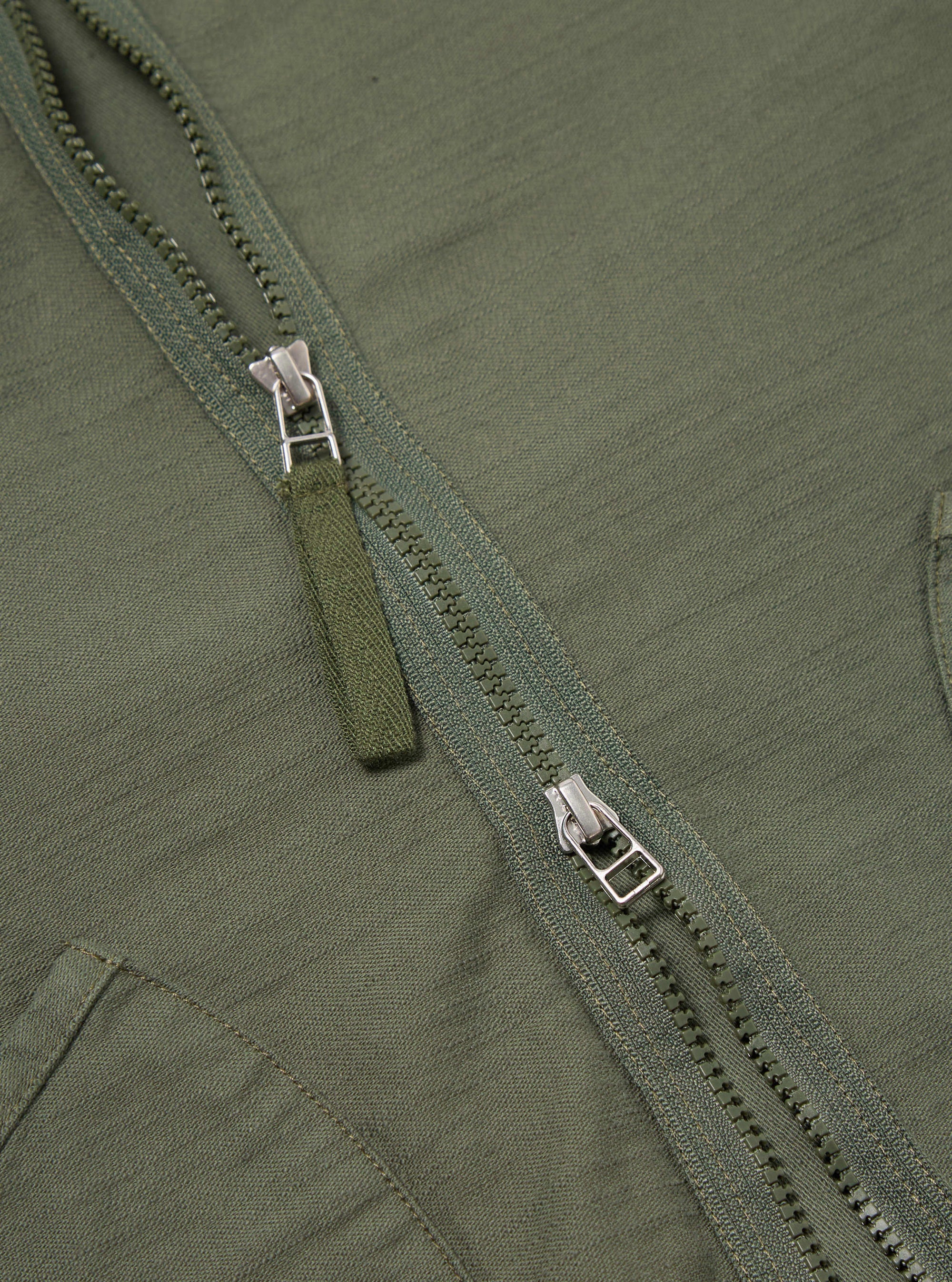 Universal Works Zip Liner Jacket in Olive Slub Sateen