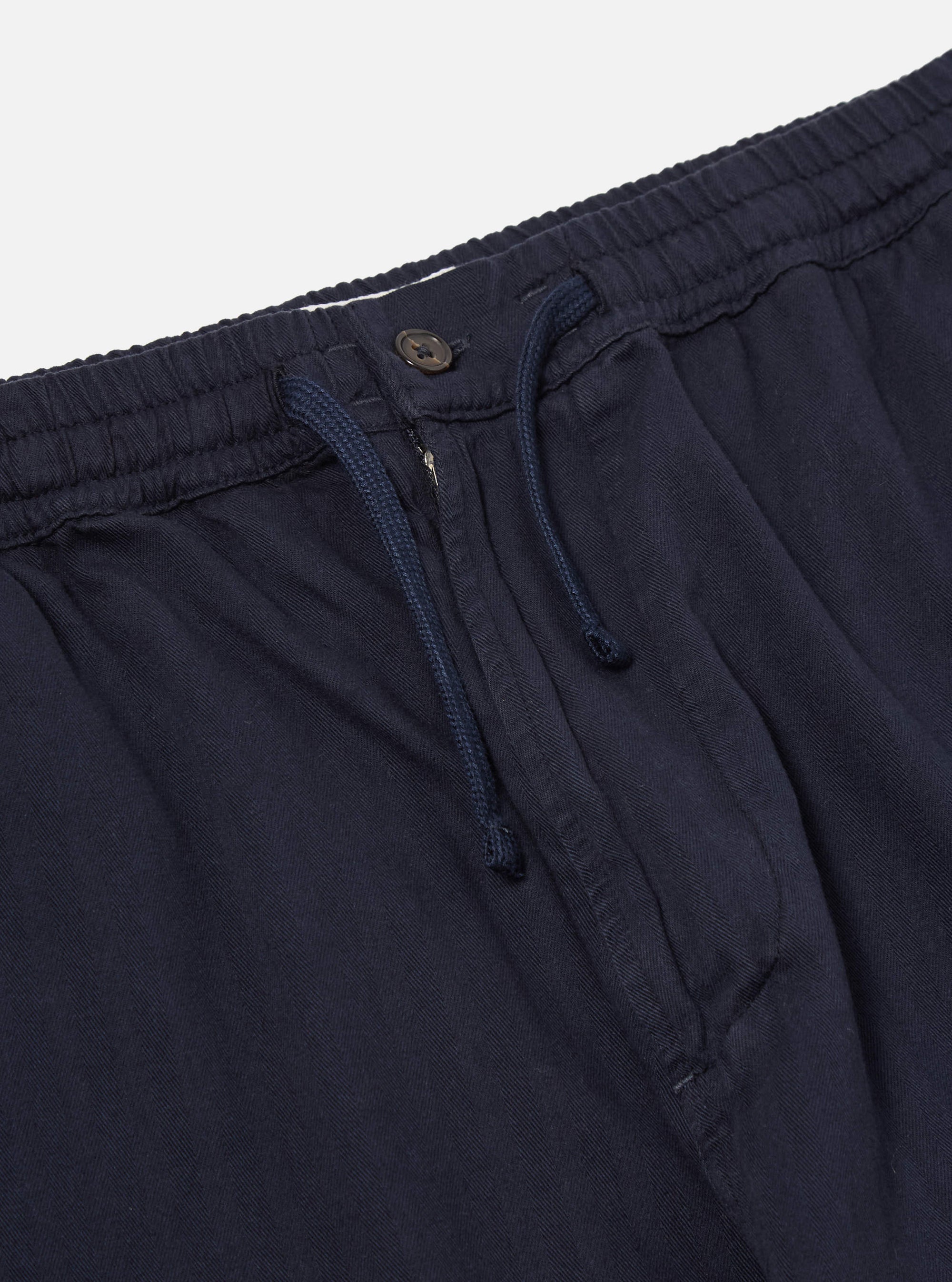 Universal Works Hi Water Trouser in Dark Navy Herringbone Cotton