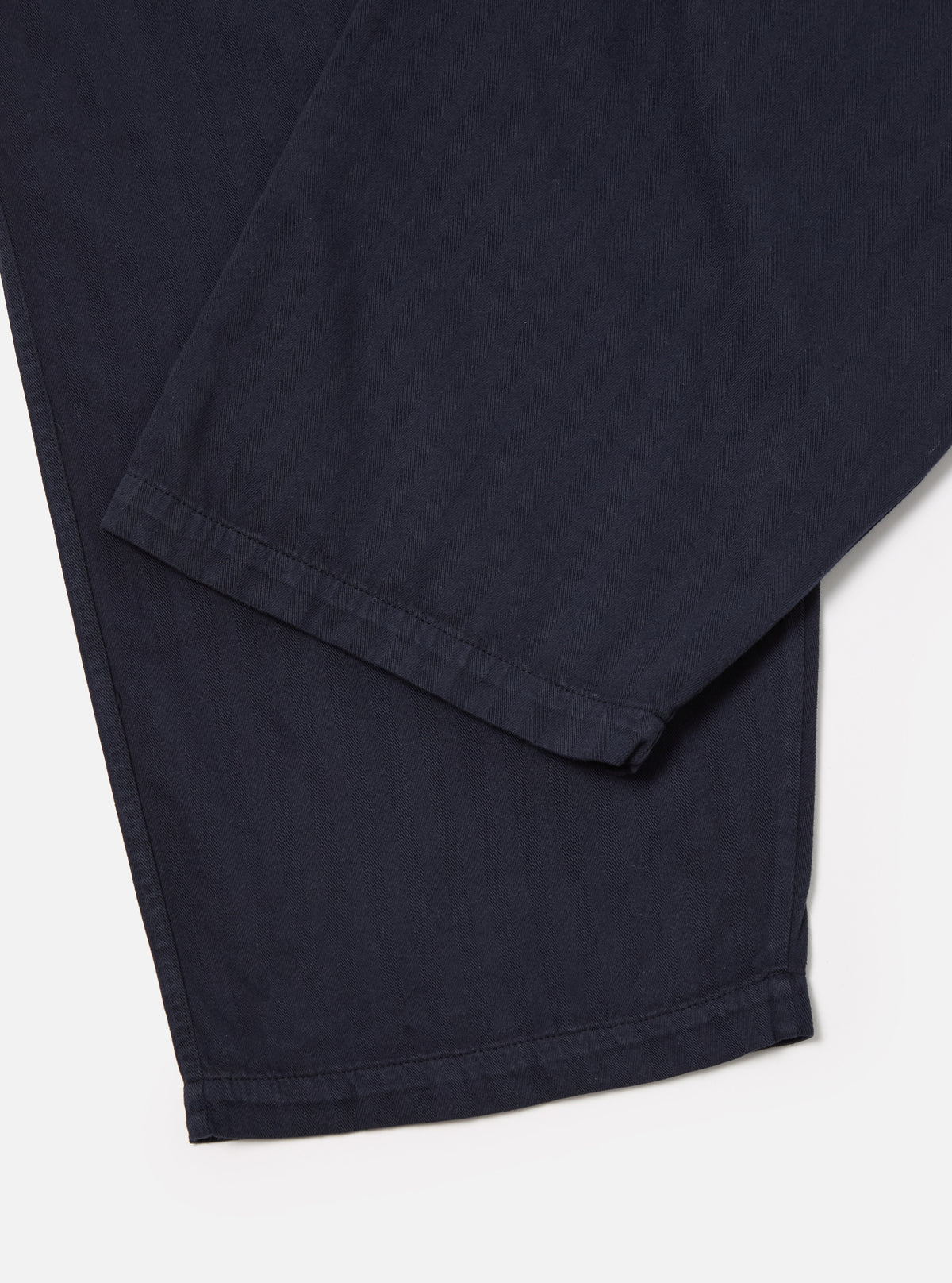 Universal Works Hi Water Trouser in Dark Navy Herringbone Cotton