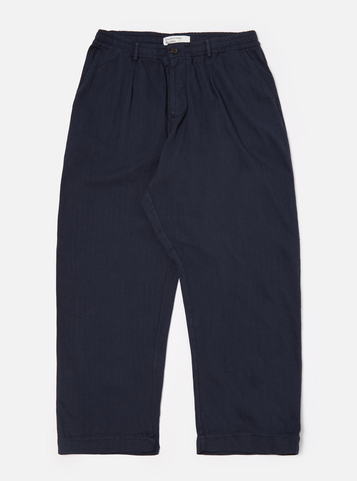 Universal Works Oxford Pant in Dark Navy Herringbone Cotton