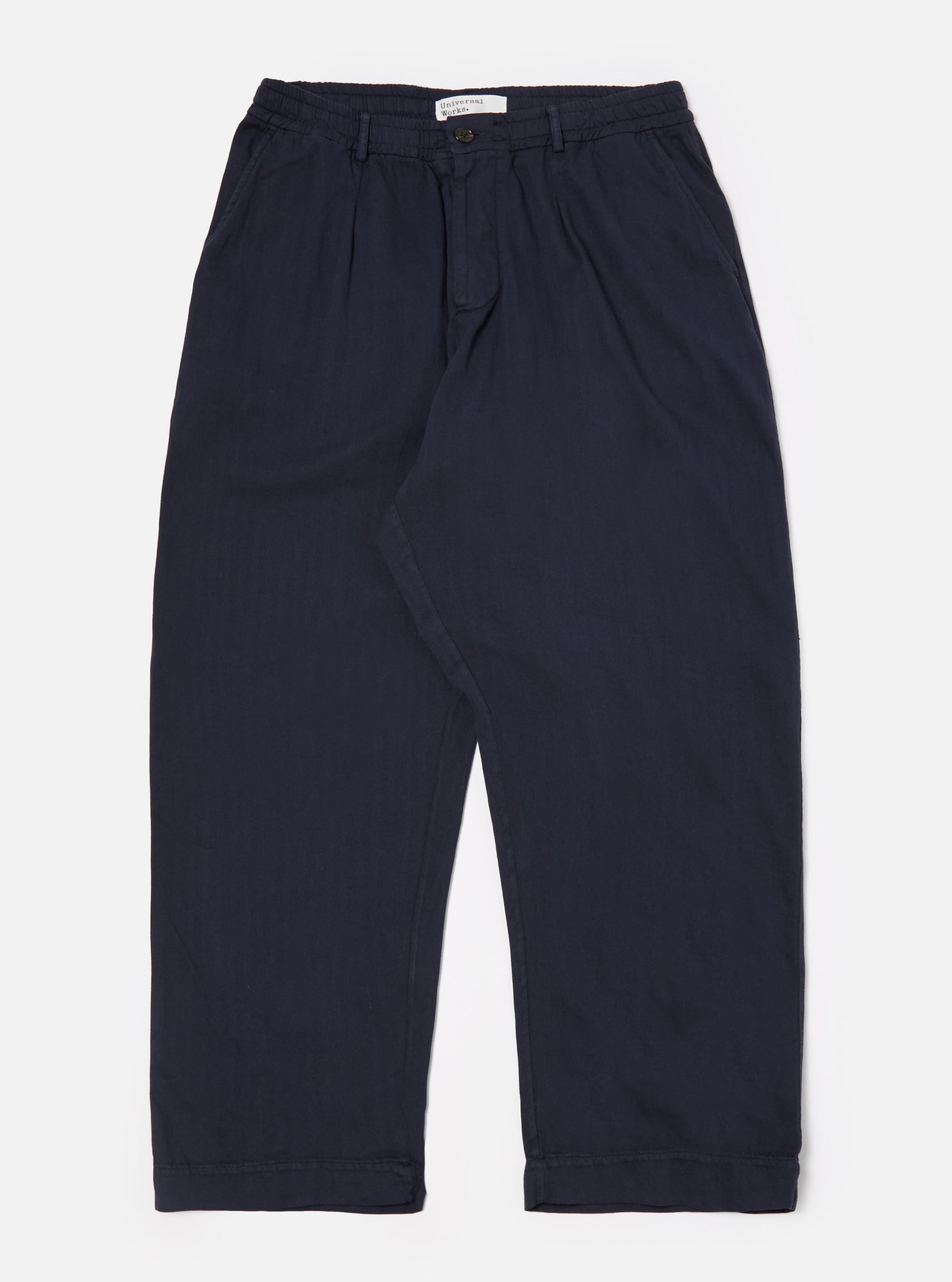 Universal Works Oxford Pant in Dark Navy Herringbone Cotton