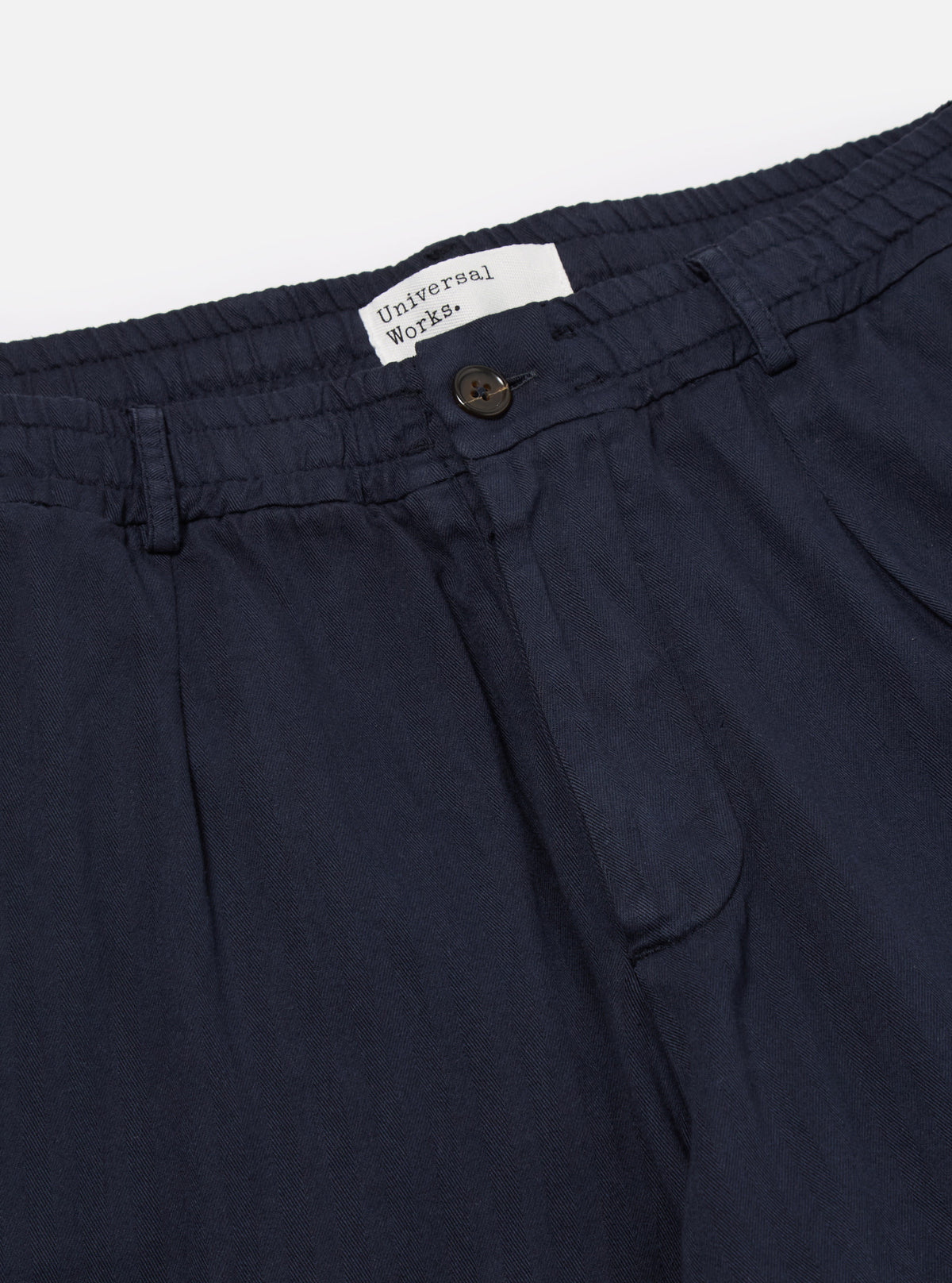 Universal Works Oxford Pant in Dark Navy Herringbone Cotton