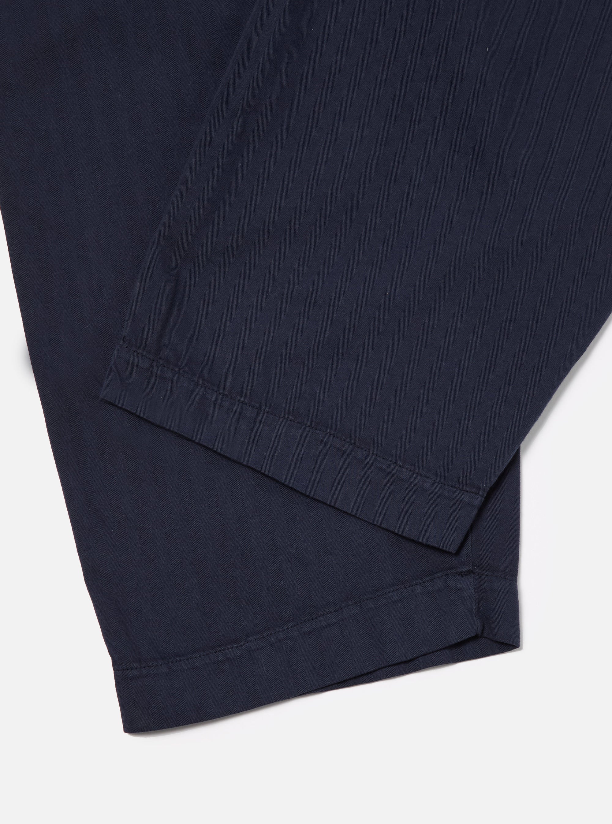 Universal Works Oxford Pant in Dark Navy Herringbone Cotton