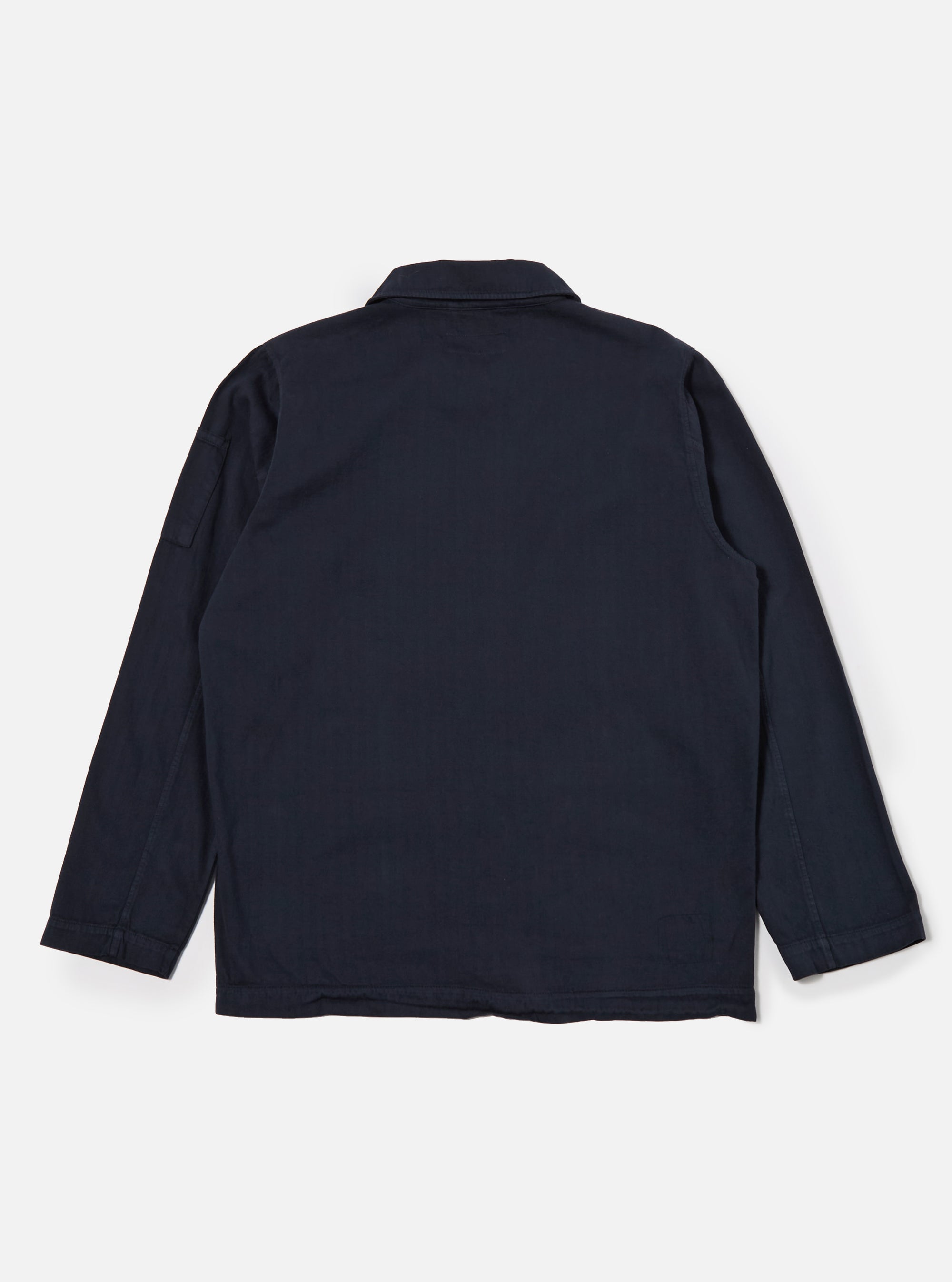 Universal Works Coverall Jacket in Dark Navy Herringbone Cotton