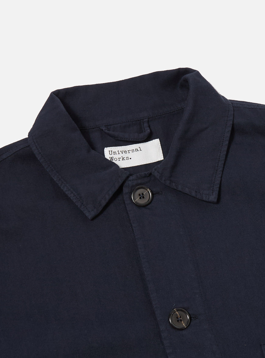 Universal Works Coverall Jacket in Dark Navy Herringbone Cotton