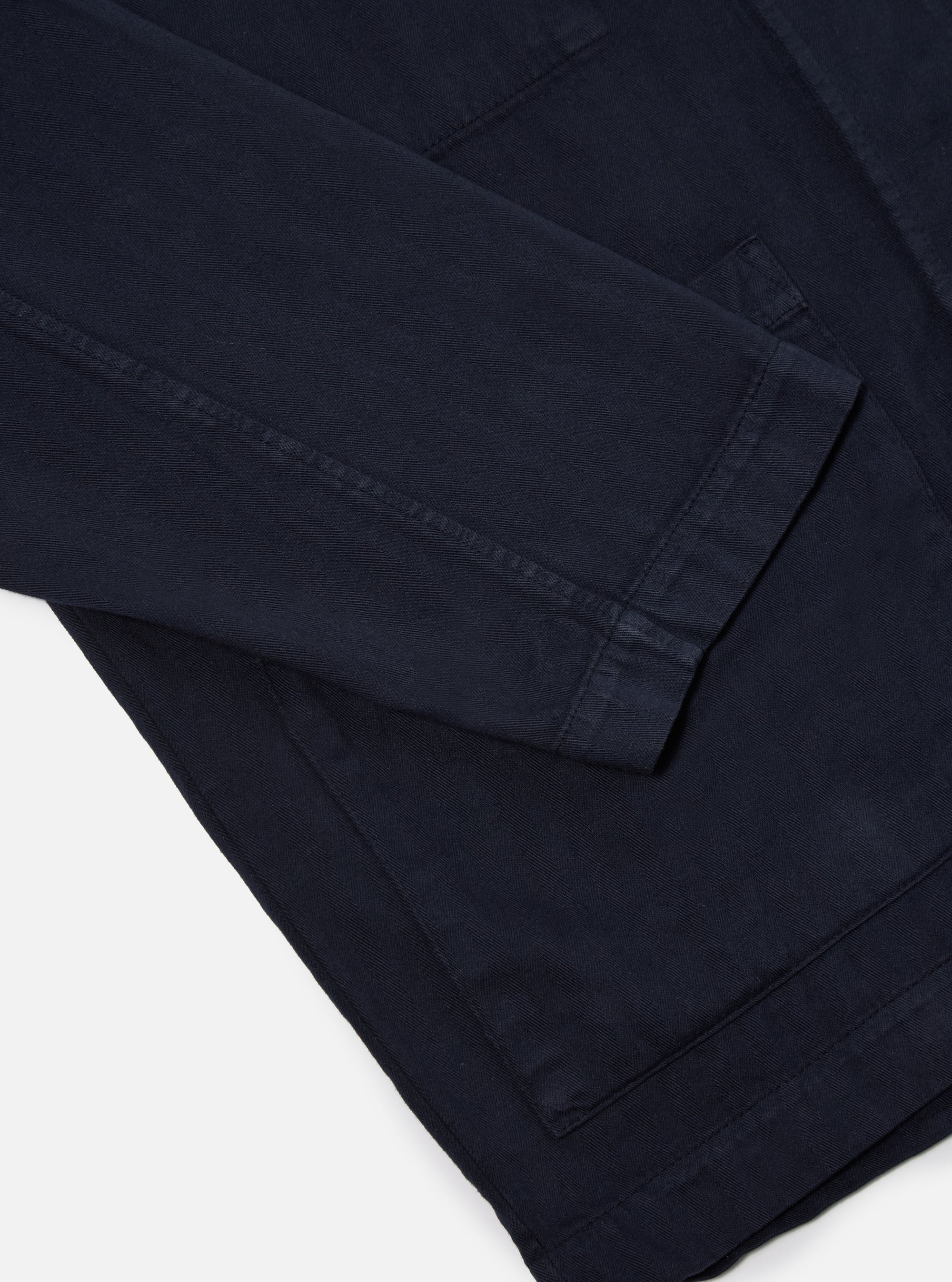 Universal Works Coverall Jacket in Dark Navy Herringbone Cotton