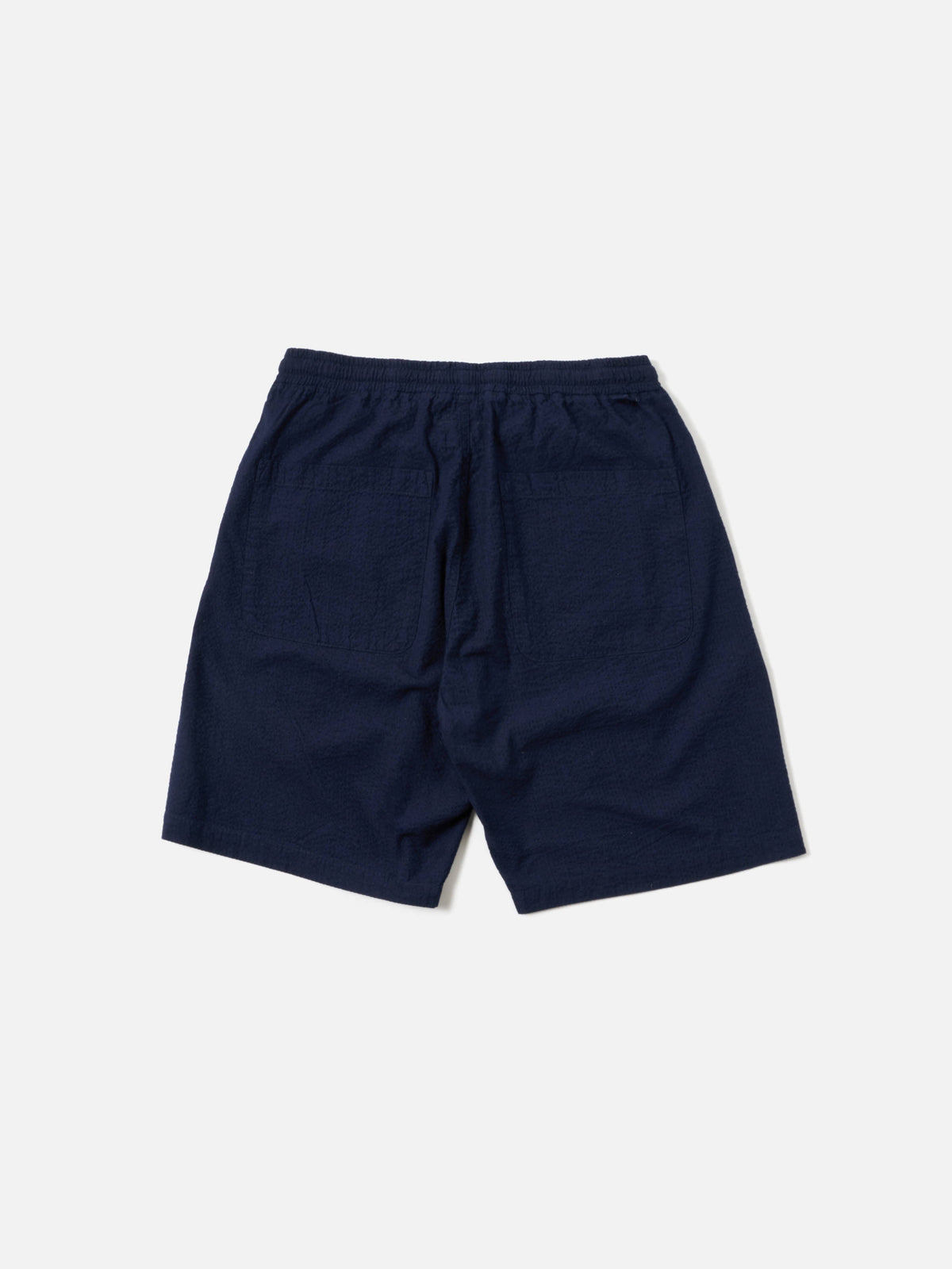 Universal Works Simple Short in Washed Indigo Seersucker