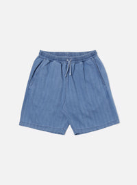 Universal Works Simple Short in Washed Indigo Herringbone Denim