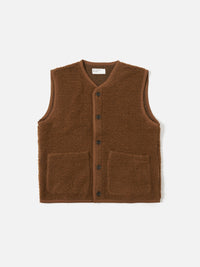 Universal Works Lancaster Gilet in Brown Alvar Fleece