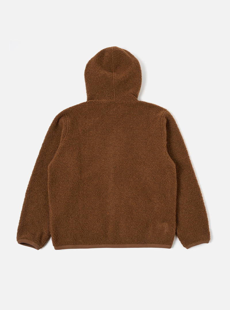 Universal Works Travel Hoodie in Brown Alvar Fleece