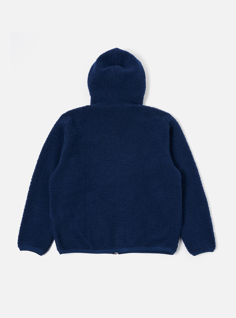 Universal Works Travel Hoodie in Navy Alvar Fleece