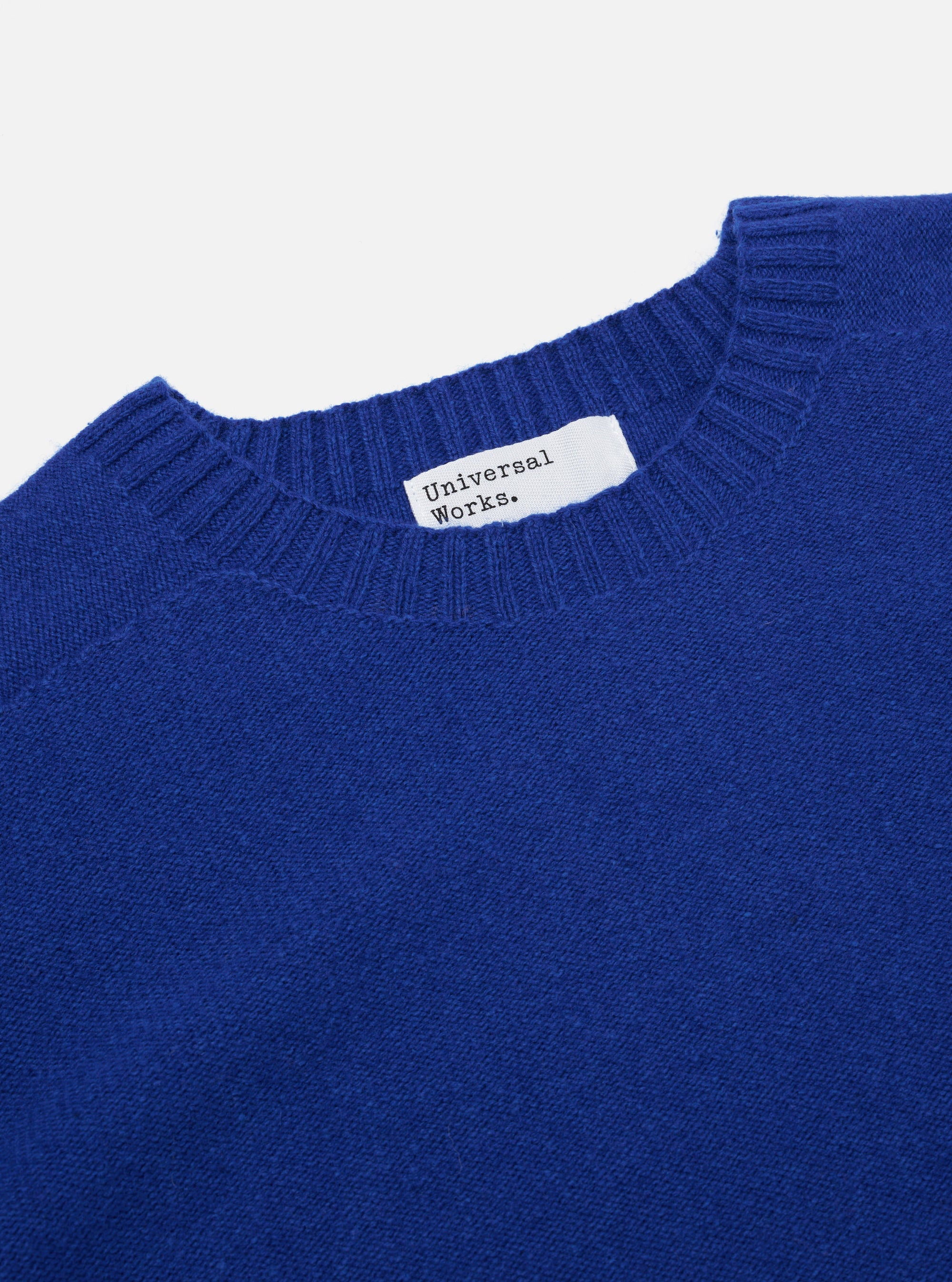 Universal Works Seamless Crew in Bold Blue Coast Knit